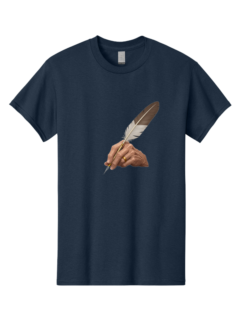 Hand-Holding-Quill-Pen Men'S Graphic Tee, 100% Cotton, Comfortable Casual Summer Wear, Machine Washable, Vintage Camera, Old Camera, Antique Camera, Black Camera, Classic Photography, Photography Equipment, Nostalgic Device, Film Camera, Bao510