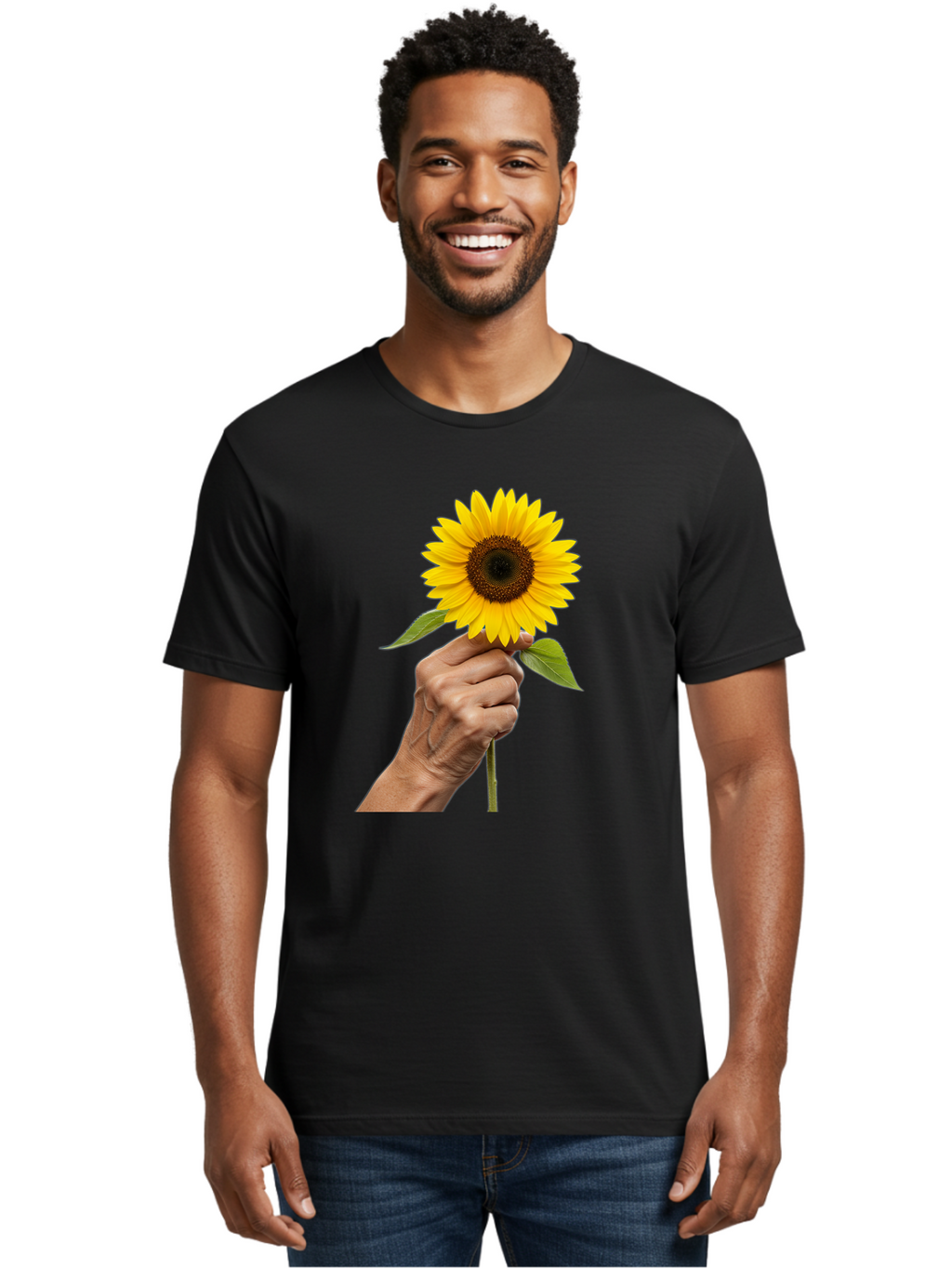 Hand-Holding-Sunflower Men'S Graphic Tee, 100% Cotton, Comfortable Casual Summer Wear, Machine Washable, Vintage Camera, Old Camera, Antique Camera, Black Camera, Classic Photography, Photography Equipment, Nostalgic Device, Film Camera, Bao511