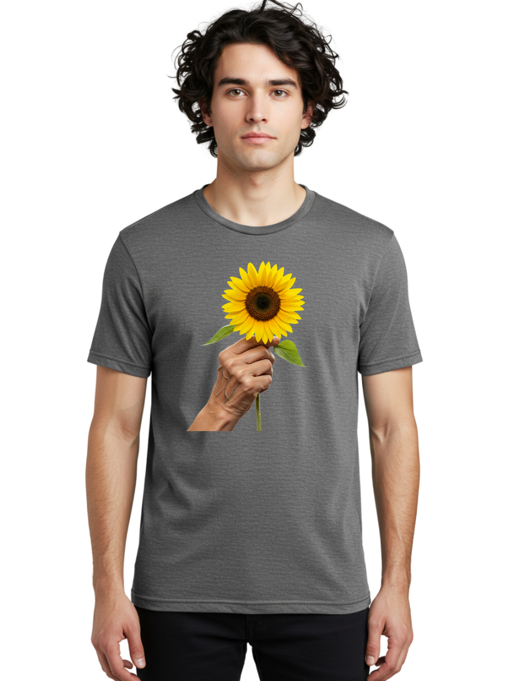 Hand-Holding-Sunflower Men'S Graphic Tee, 100% Cotton, Comfortable Casual Summer Wear, Machine Washable, Vintage Camera, Old Camera, Antique Camera, Black Camera, Classic Photography, Photography Equipment, Nostalgic Device, Film Camera, Bao511