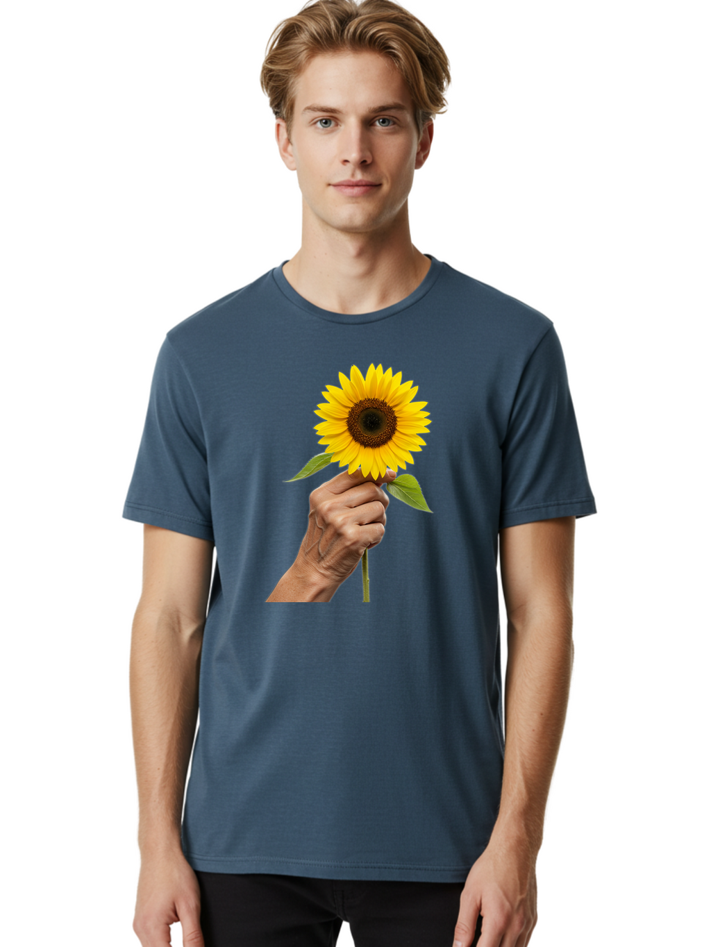 Hand-Holding-Sunflower Men'S Graphic Tee, 100% Cotton, Comfortable Casual Summer Wear, Machine Washable, Vintage Camera, Old Camera, Antique Camera, Black Camera, Classic Photography, Photography Equipment, Nostalgic Device, Film Camera, Bao511