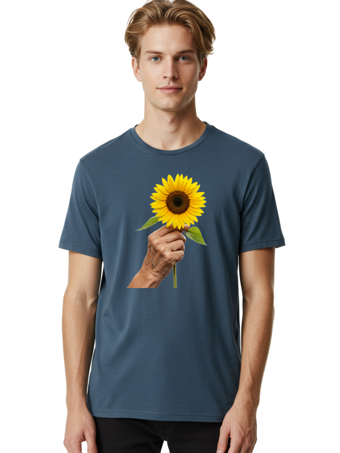 Hand-Holding-Sunflower Men'S Graphic Tee, 100% Cotton, Comfortable Casual Summer Wear, Machine Washable, Vintage Camera, Old Camera, Antique Camera, Black Camera, Classic Photography, Photography Equipment, Nostalgic Device, Film Camera, Bao511