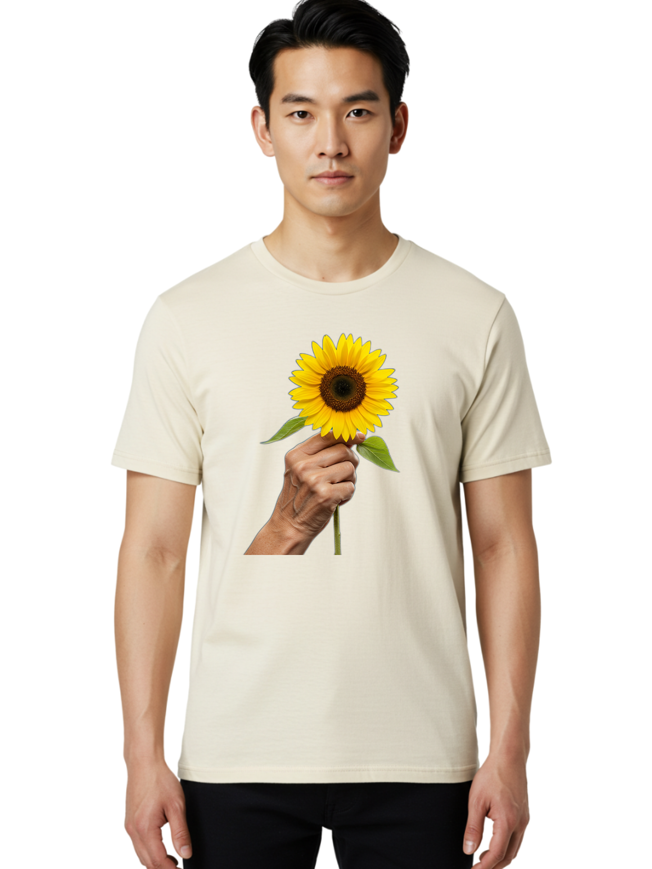 Hand-Holding-Sunflower Men'S Graphic Tee, 100% Cotton, Comfortable Casual Summer Wear, Machine Washable, Vintage Camera, Old Camera, Antique Camera, Black Camera, Classic Photography, Photography Equipment, Nostalgic Device, Film Camera, Bao511