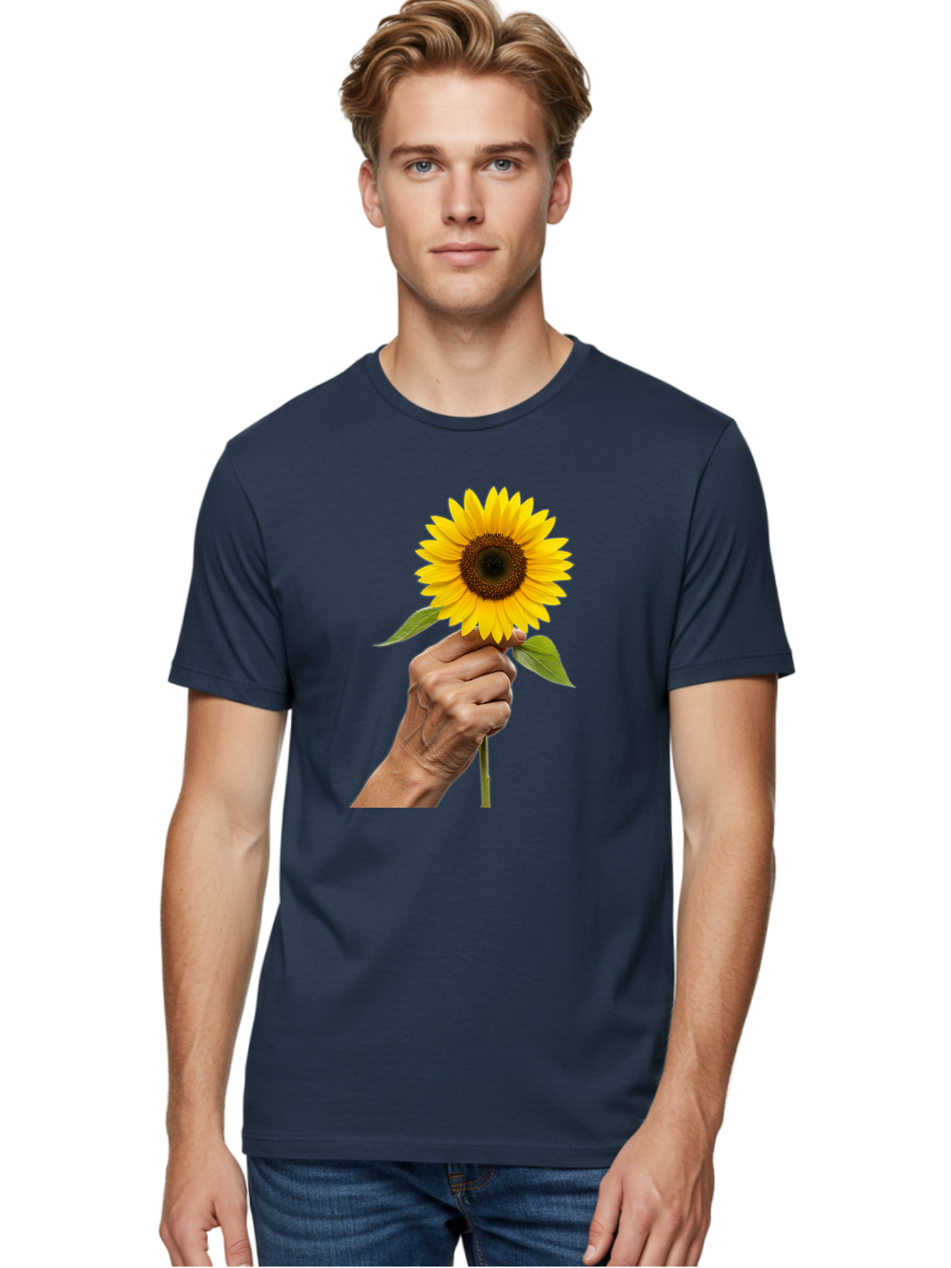Hand-Holding-Sunflower Men'S Graphic Tee, 100% Cotton, Comfortable Casual Summer Wear, Machine Washable, Vintage Camera, Old Camera, Antique Camera, Black Camera, Classic Photography, Photography Equipment, Nostalgic Device, Film Camera, Bao511