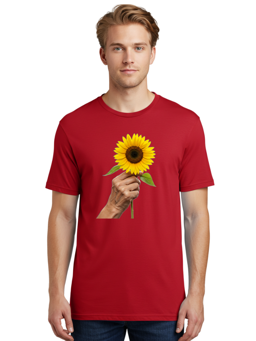 Hand-Holding-Sunflower Men'S Graphic Tee, 100% Cotton, Comfortable Casual Summer Wear, Machine Washable, Vintage Camera, Old Camera, Antique Camera, Black Camera, Classic Photography, Photography Equipment, Nostalgic Device, Film Camera, Bao511