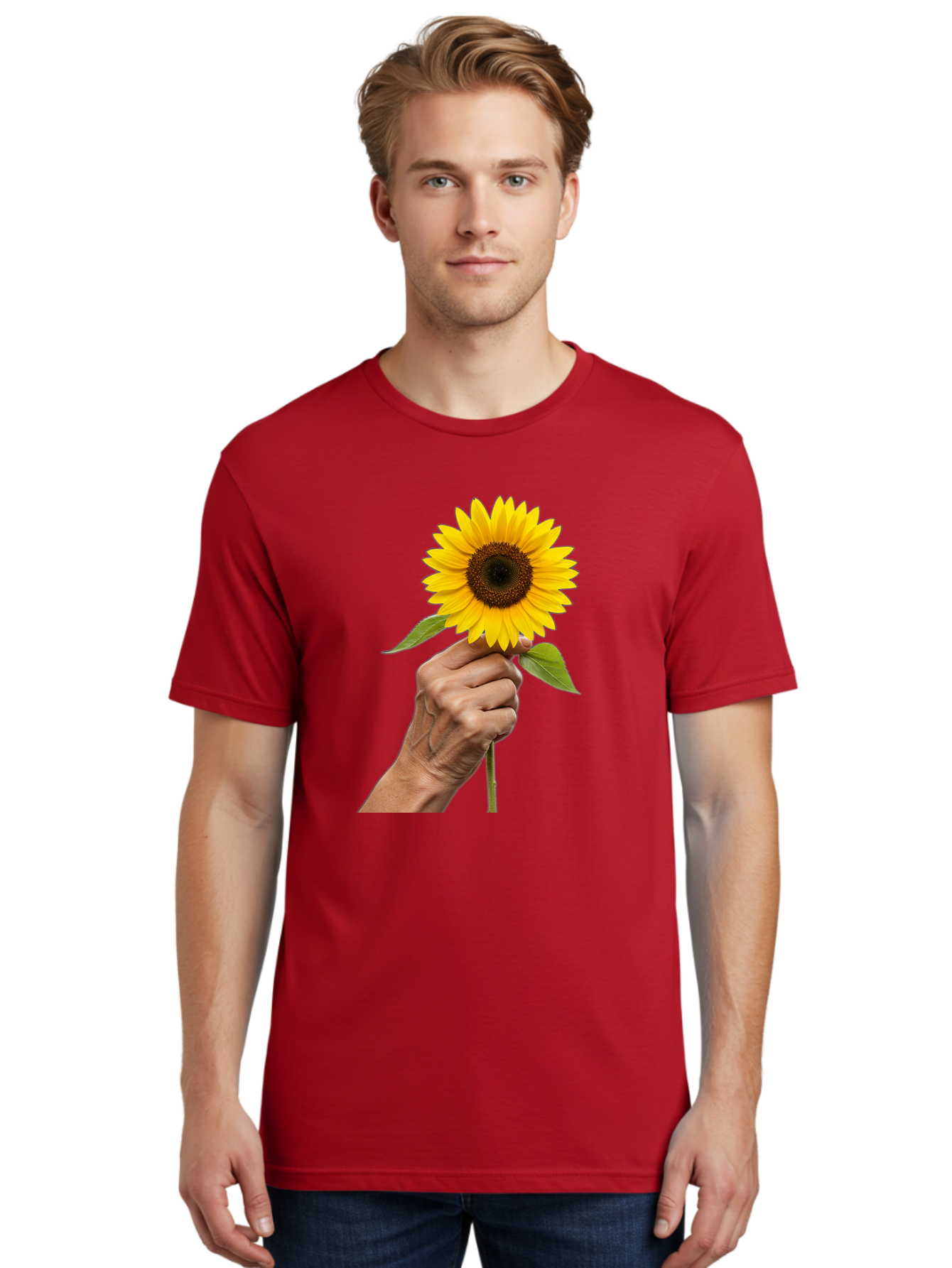 Hand-Holding-Sunflower Men'S Graphic Tee, 100% Cotton, Comfortable Casual Summer Wear, Machine Washable, Vintage Camera, Old Camera, Antique Camera, Black Camera, Classic Photography, Photography Equipment, Nostalgic Device, Film Camera, Bao511