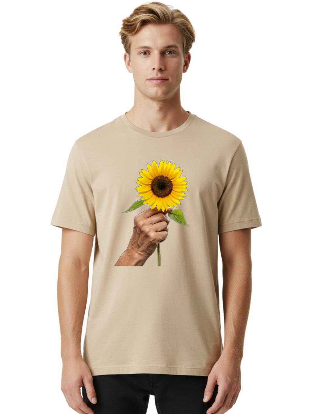 Hand-Holding-Sunflower Men'S Graphic Tee, 100% Cotton, Comfortable Casual Summer Wear, Machine Washable, Vintage Camera, Old Camera, Antique Camera, Black Camera, Classic Photography, Photography Equipment, Nostalgic Device, Film Camera, Bao511