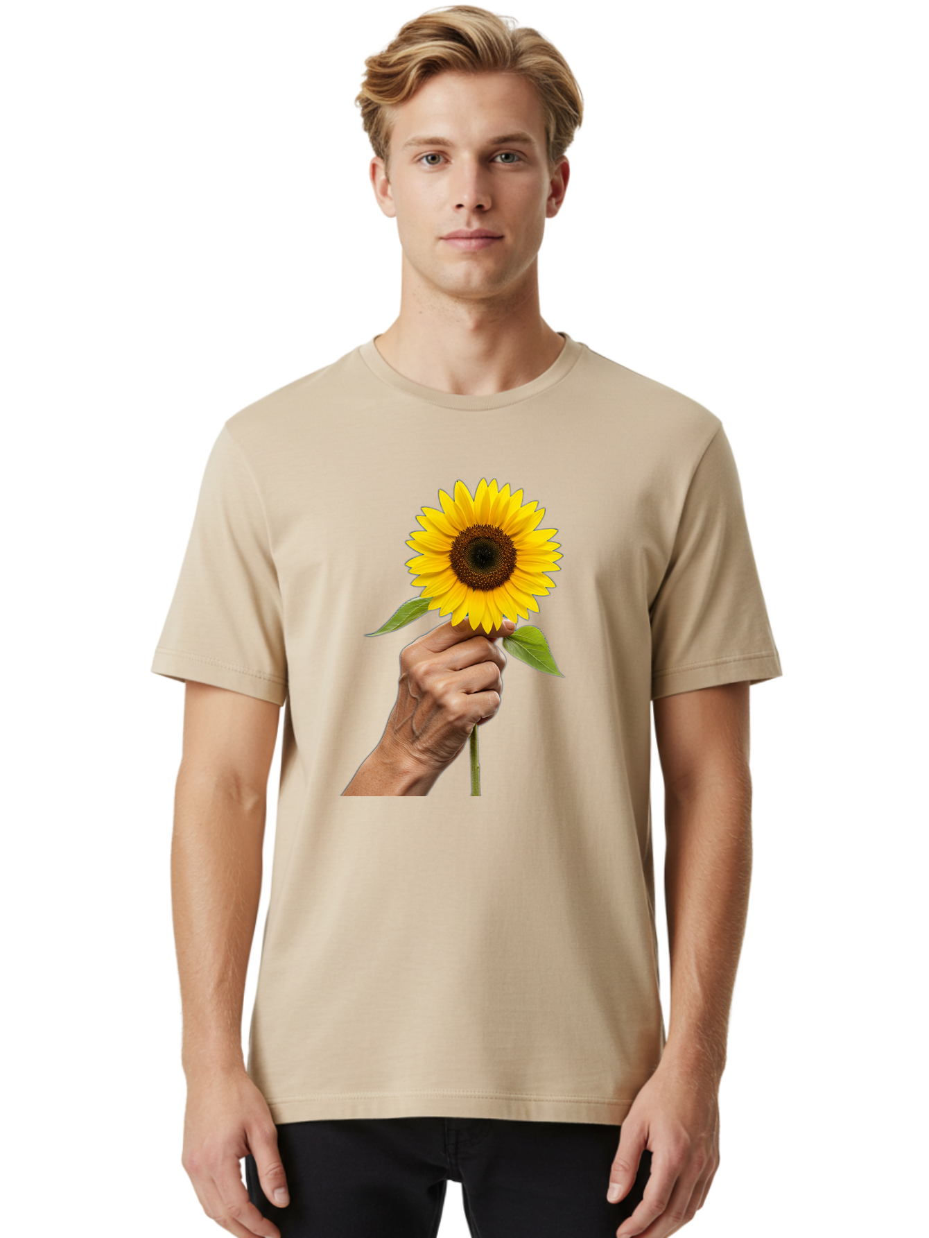 Hand-Holding-Sunflower Men'S Graphic Tee, 100% Cotton, Comfortable Casual Summer Wear, Machine Washable, Vintage Camera, Old Camera, Antique Camera, Black Camera, Classic Photography, Photography Equipment, Nostalgic Device, Film Camera, Bao511