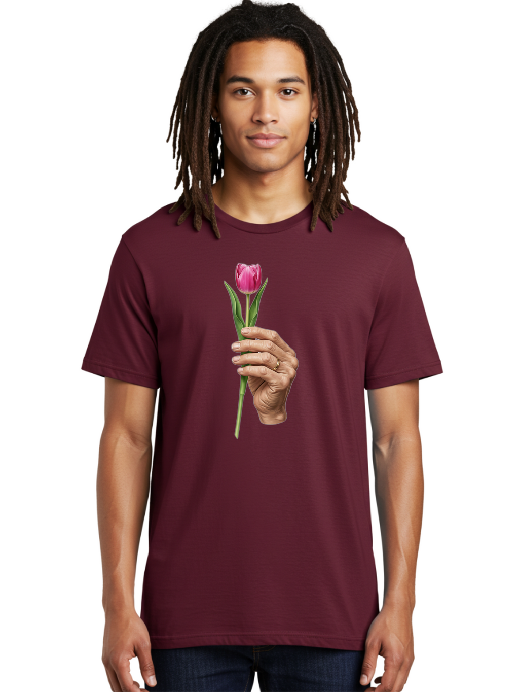 Hand-Holding-Tulip Men'S Graphic Tee, 100% Cotton, Comfortable Casual Summer Wear, Machine Washable, Vintage Camera, Old Camera, Antique Camera, Black Camera, Classic Photography, Photography Equipment, Nostalgic Device, Film Camera, Bao512