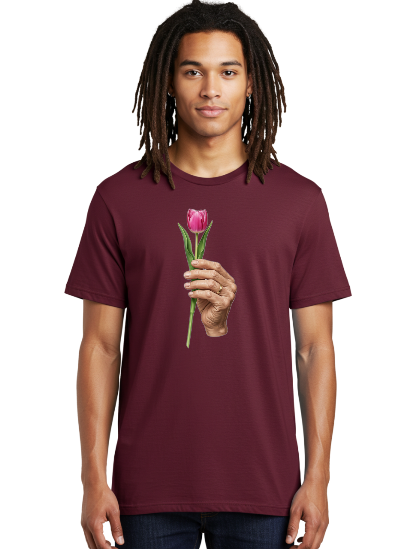 Hand-Holding-Tulip Men'S Graphic Tee, 100% Cotton, Comfortable Casual Summer Wear, Machine Washable, Vintage Camera, Old Camera, Antique Camera, Black Camera, Classic Photography, Photography Equipment, Nostalgic Device, Film Camera, Bao512