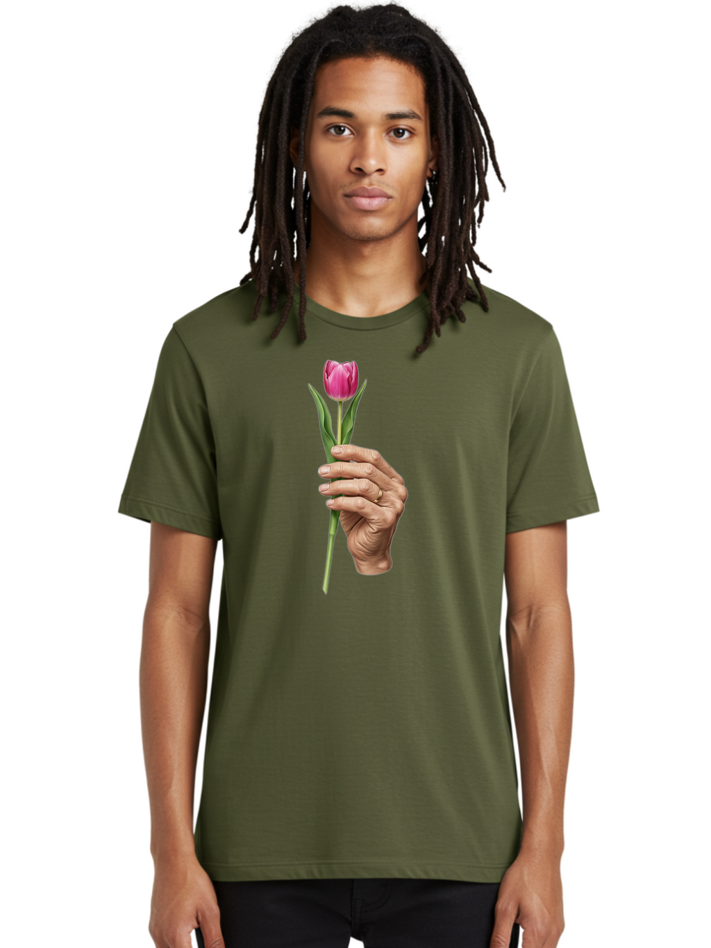 Hand-Holding-Tulip Men'S Graphic Tee, 100% Cotton, Comfortable Casual Summer Wear, Machine Washable, Vintage Camera, Old Camera, Antique Camera, Black Camera, Classic Photography, Photography Equipment, Nostalgic Device, Film Camera, Bao512