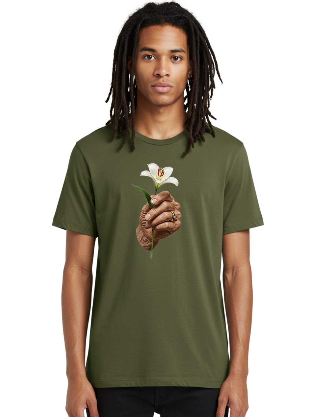 Hand-Holding-White-Lily Men'S Graphic Tee, 100% Cotton, Comfortable Casual Summer Wear, Machine Washable, Vintage Camera, Old Camera, Antique Camera, Black Camera, Classic Photography, Photography Equipment, Nostalgic Device, Film Camera, Bao513