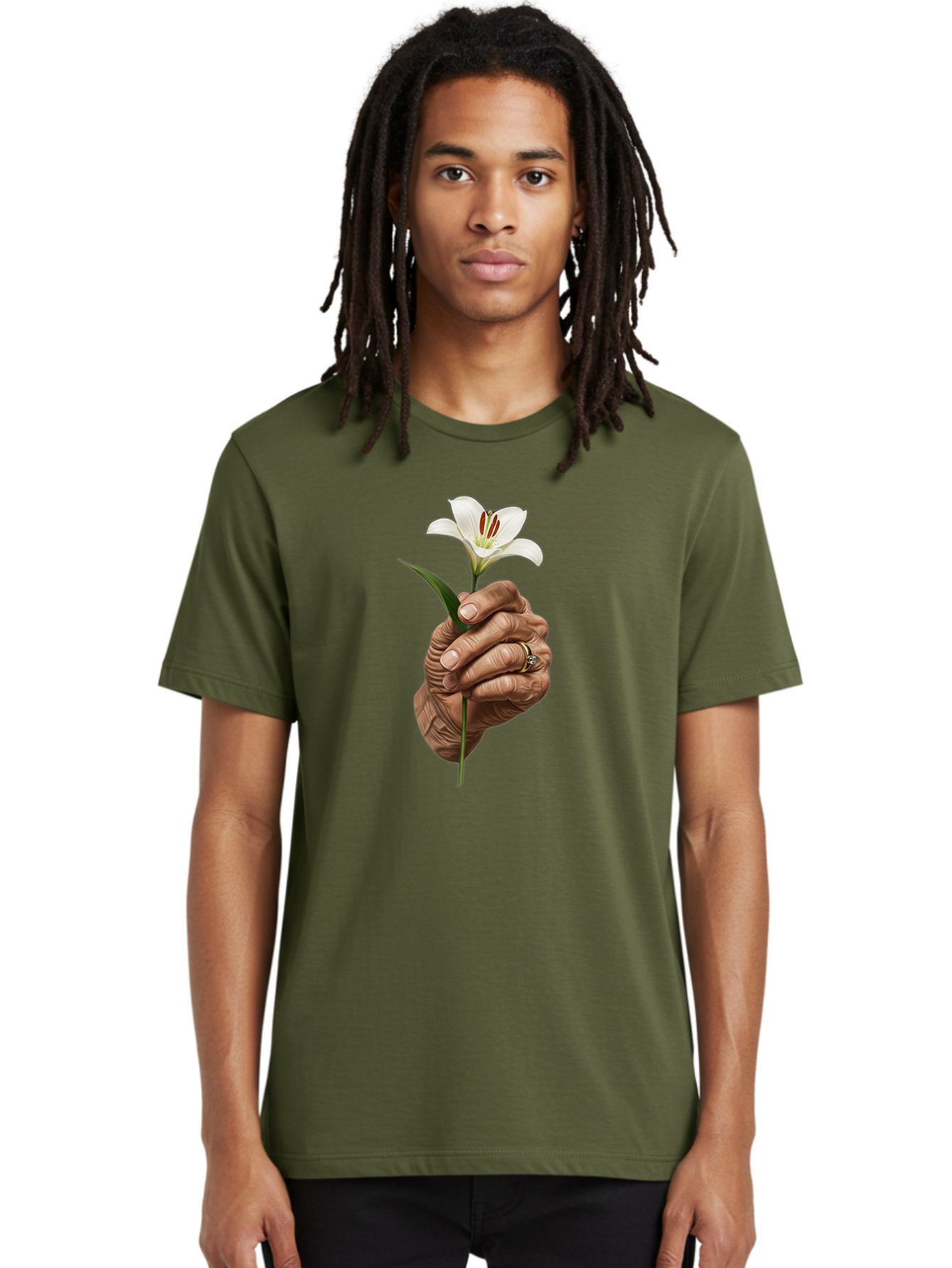 Hand-Holding-White-Lily Men'S Graphic Tee, 100% Cotton, Comfortable Casual Summer Wear, Machine Washable, Vintage Camera, Old Camera, Antique Camera, Black Camera, Classic Photography, Photography Equipment, Nostalgic Device, Film Camera, Bao513