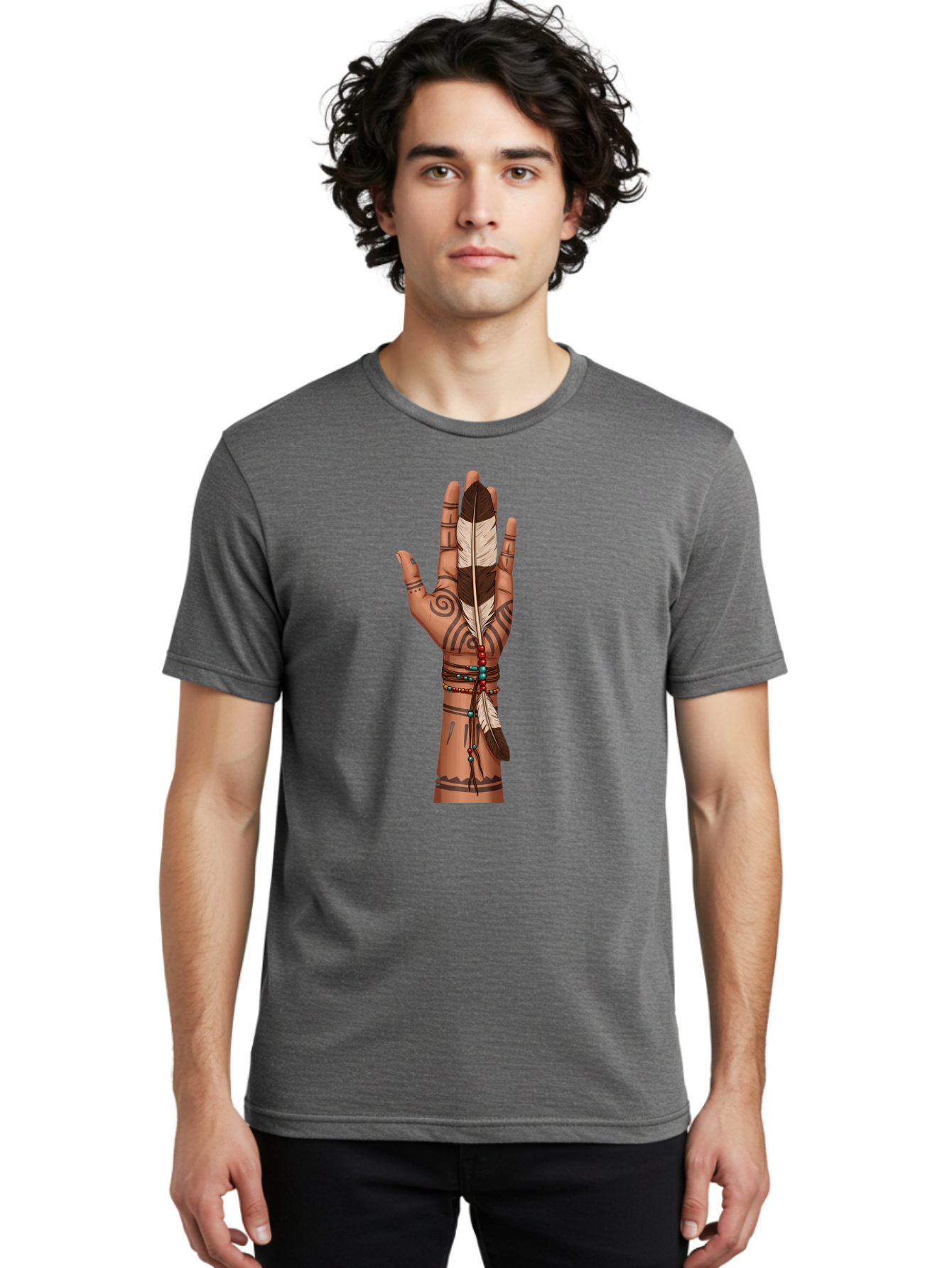 Hand-With-Feather-1 Men'S Graphic Tee, 100% Cotton, Comfortable Casual Summer Wear, Machine Washable, Vintage Camera, Old Camera, Antique Camera, Black Camera, Classic Photography, Photography Equipment, Nostalgic Device, Film Camera, Bao514