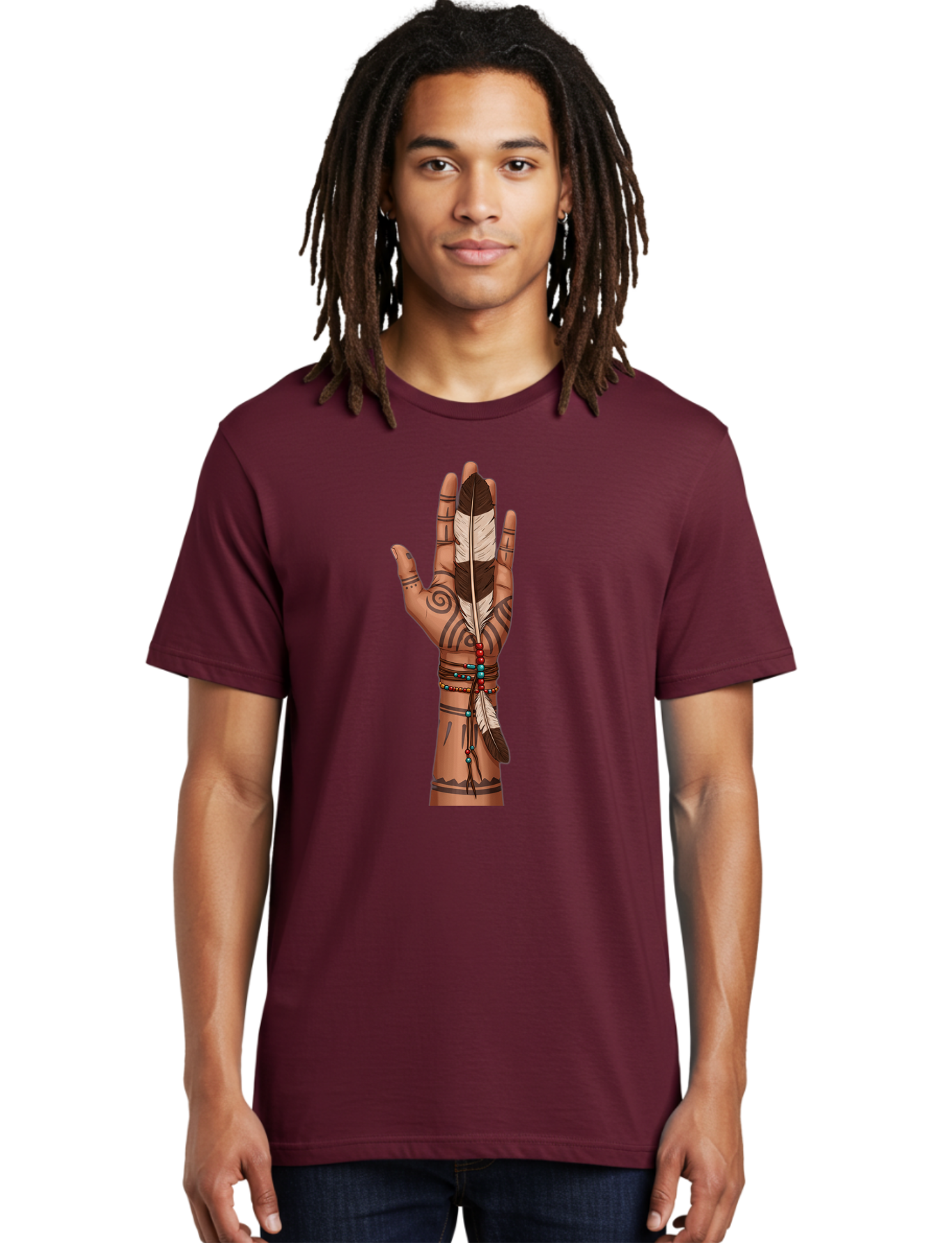 Hand-With-Feather-1 Men'S Graphic Tee, 100% Cotton, Comfortable Casual Summer Wear, Machine Washable, Vintage Camera, Old Camera, Antique Camera, Black Camera, Classic Photography, Photography Equipment, Nostalgic Device, Film Camera, Bao514
