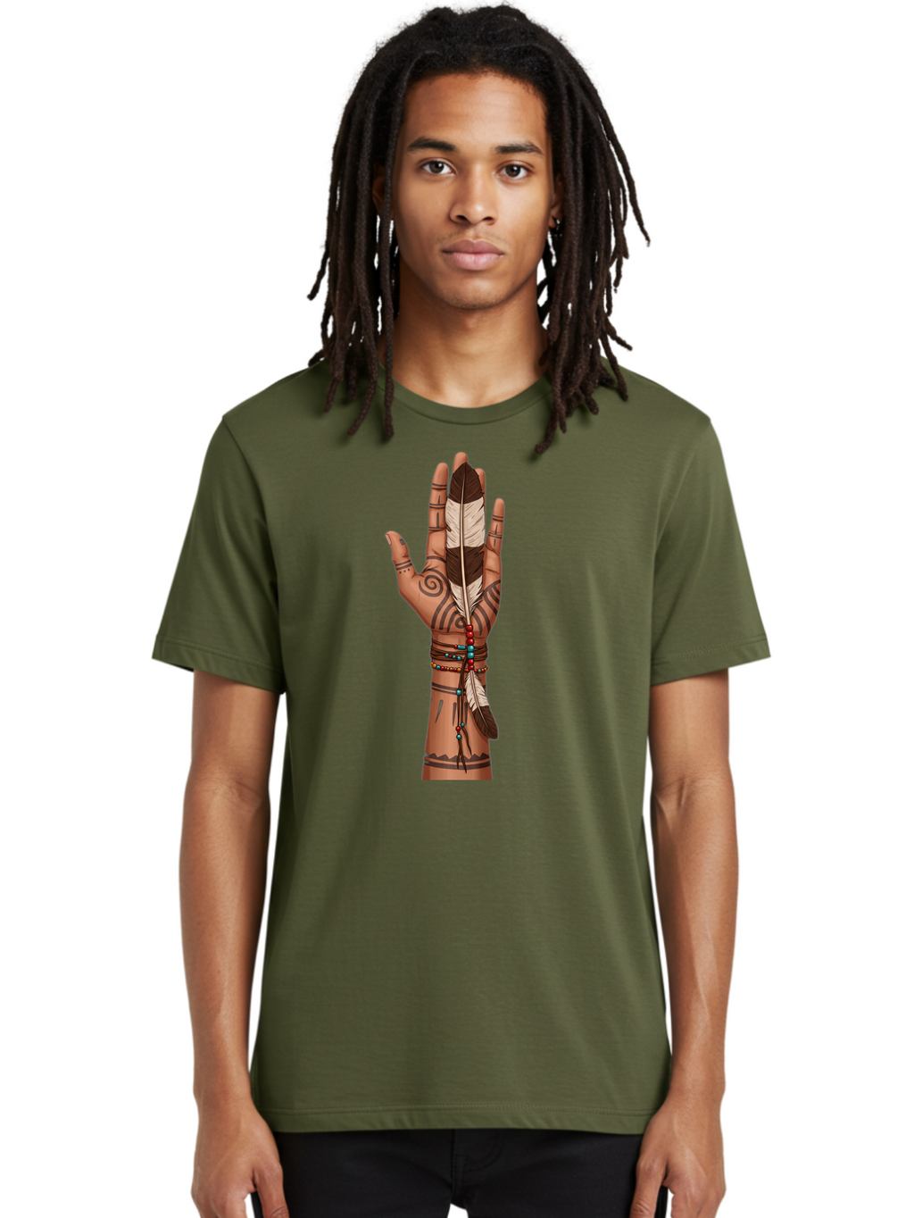 Hand-With-Feather-1 Men'S Graphic Tee, 100% Cotton, Comfortable Casual Summer Wear, Machine Washable, Vintage Camera, Old Camera, Antique Camera, Black Camera, Classic Photography, Photography Equipment, Nostalgic Device, Film Camera, Bao514