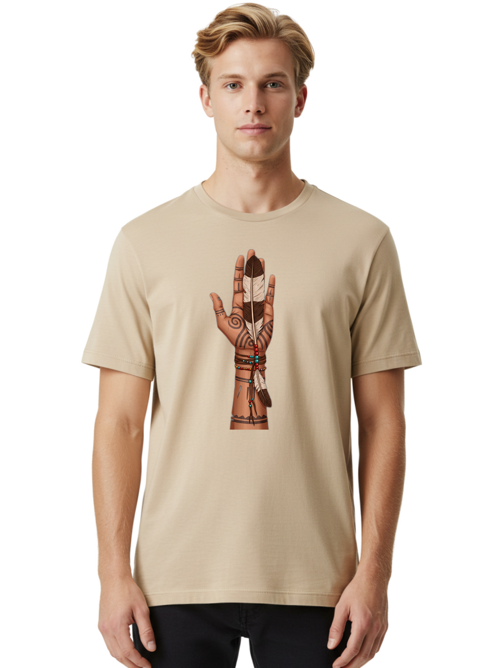 Hand-With-Feather-1 Men'S Graphic Tee, 100% Cotton, Comfortable Casual Summer Wear, Machine Washable, Vintage Camera, Old Camera, Antique Camera, Black Camera, Classic Photography, Photography Equipment, Nostalgic Device, Film Camera, Bao514