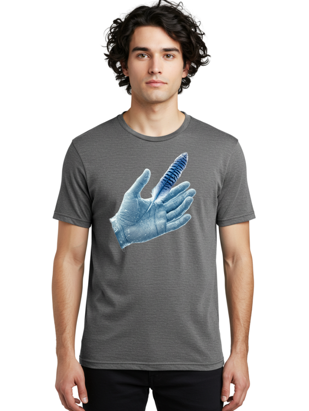 Hand-With-Feather-2 Men'S Graphic Tee, 100% Cotton, Comfortable Casual Summer Wear, Machine Washable, Vintage Camera, Old Camera, Antique Camera, Black Camera, Classic Photography, Photography Equipment, Nostalgic Device, Film Camera, Bao515