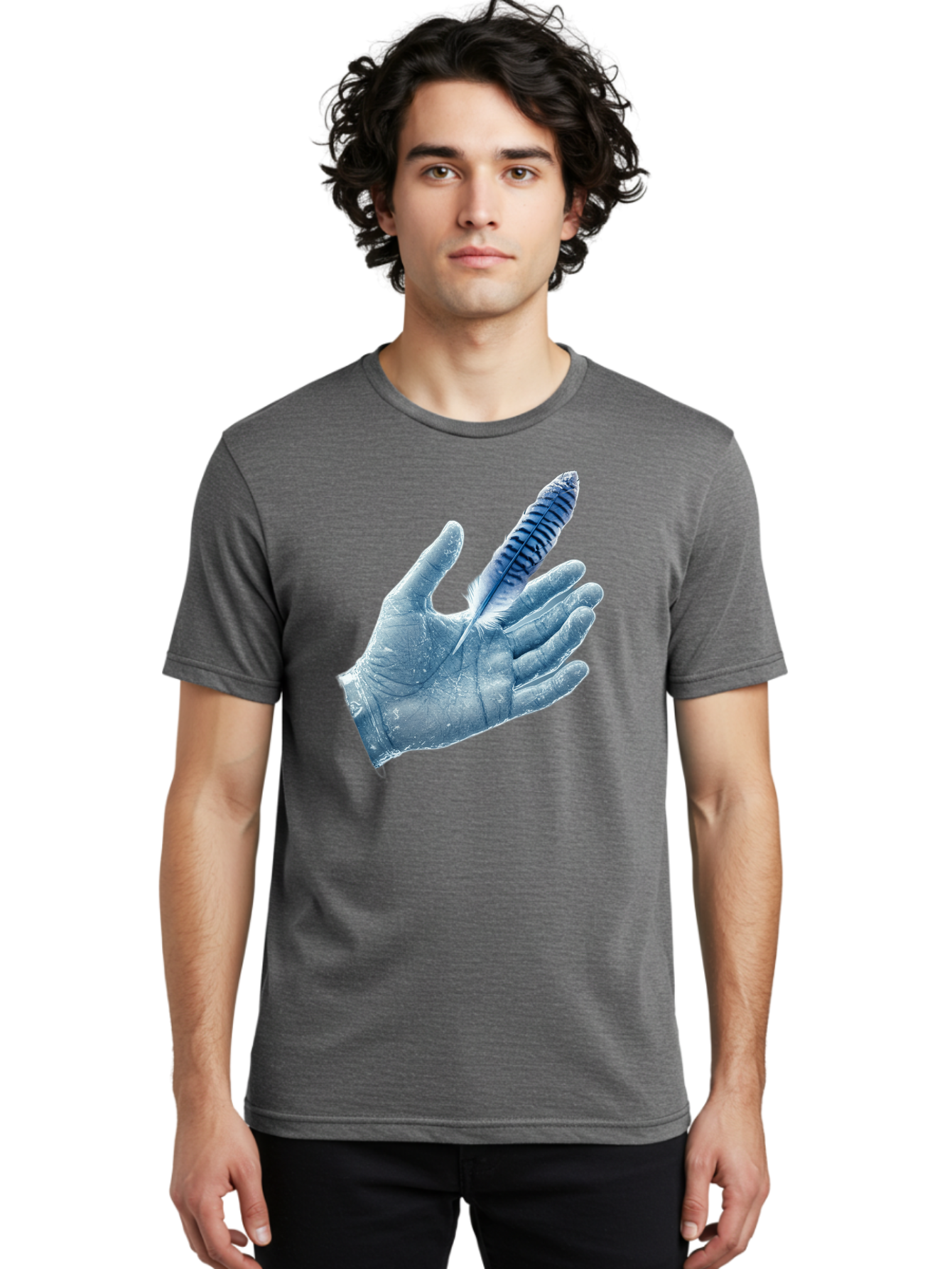 Hand-With-Feather-2 Men'S Graphic Tee, 100% Cotton, Comfortable Casual Summer Wear, Machine Washable, Vintage Camera, Old Camera, Antique Camera, Black Camera, Classic Photography, Photography Equipment, Nostalgic Device, Film Camera, Bao515