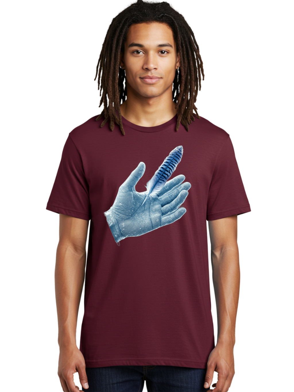 Hand-With-Feather-2 Men'S Graphic Tee, 100% Cotton, Comfortable Casual Summer Wear, Machine Washable, Vintage Camera, Old Camera, Antique Camera, Black Camera, Classic Photography, Photography Equipment, Nostalgic Device, Film Camera, Bao515