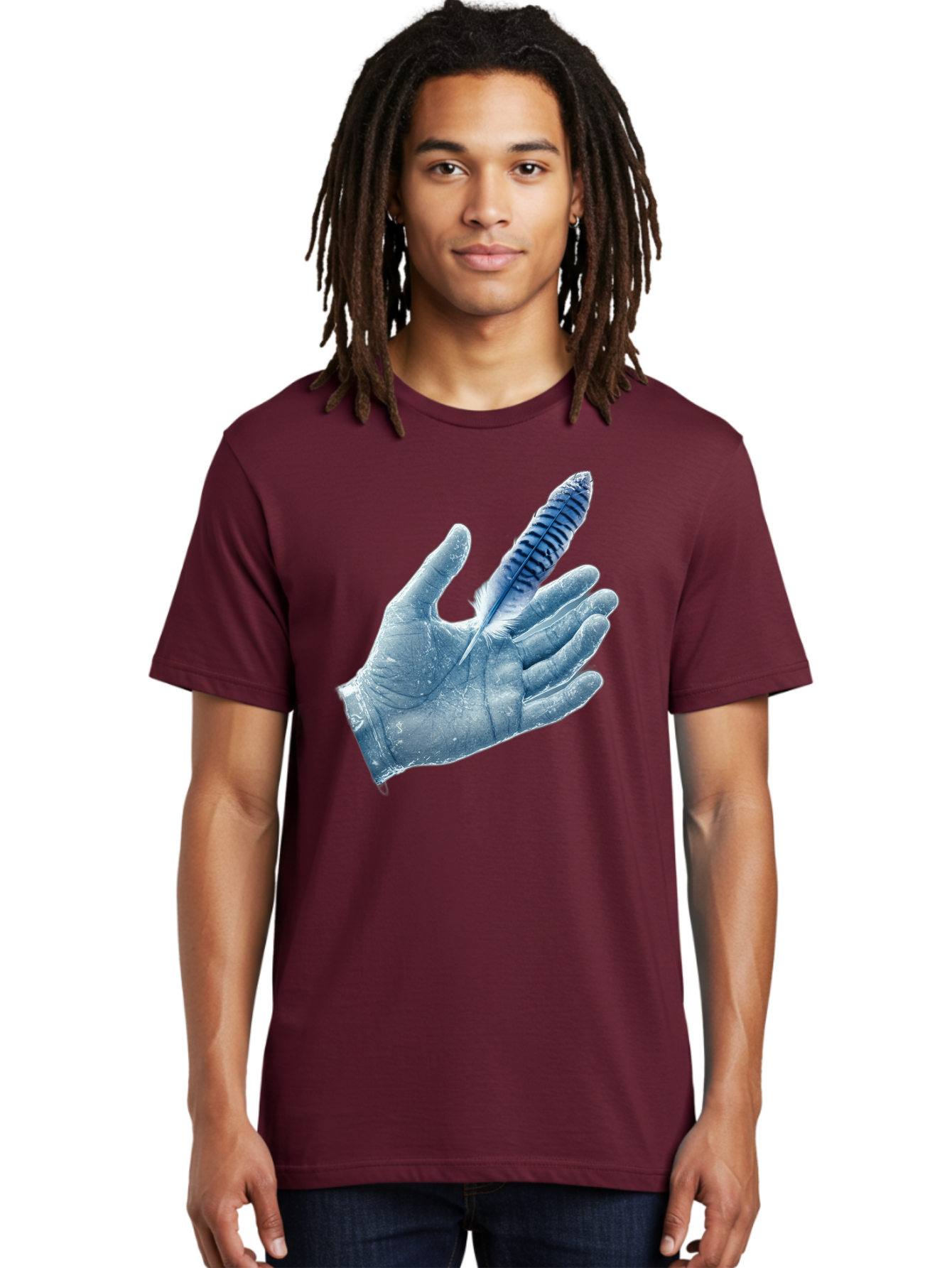 Hand-With-Feather-2 Men'S Graphic Tee, 100% Cotton, Comfortable Casual Summer Wear, Machine Washable, Vintage Camera, Old Camera, Antique Camera, Black Camera, Classic Photography, Photography Equipment, Nostalgic Device, Film Camera, Bao515