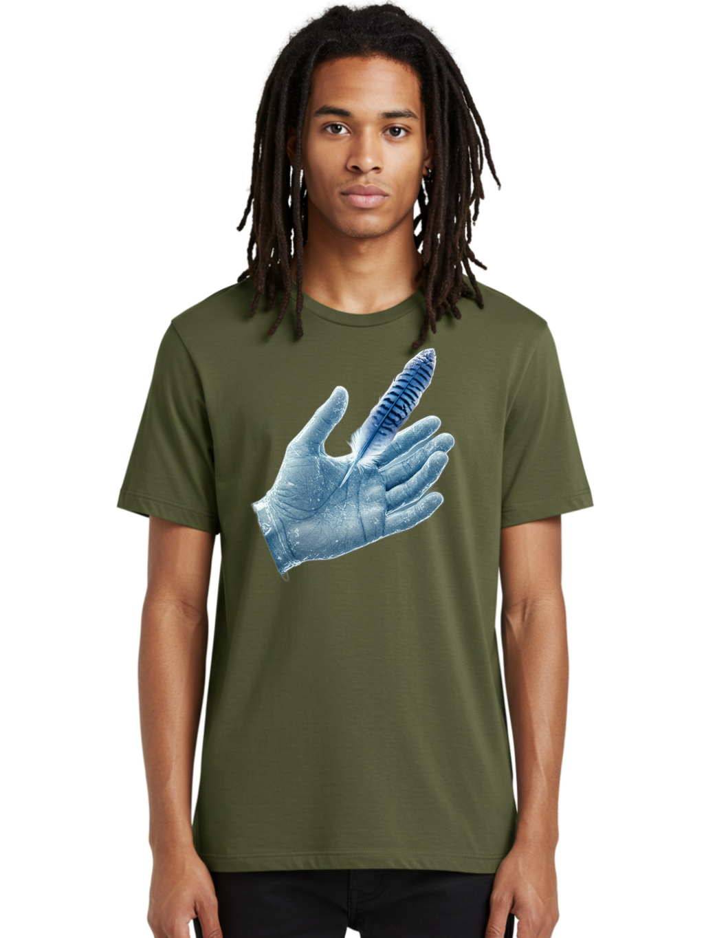 Hand-With-Feather-2 Men'S Graphic Tee, 100% Cotton, Comfortable Casual Summer Wear, Machine Washable, Vintage Camera, Old Camera, Antique Camera, Black Camera, Classic Photography, Photography Equipment, Nostalgic Device, Film Camera, Bao515