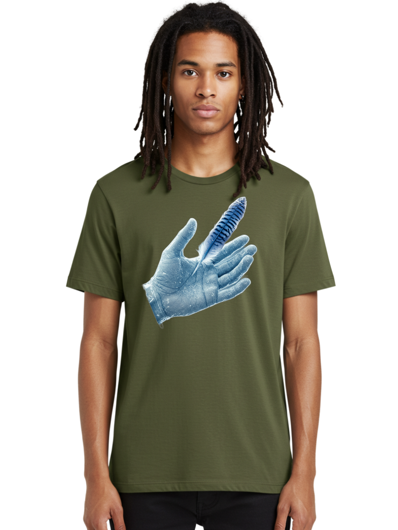 Hand-With-Feather-2 Men'S Graphic Tee, 100% Cotton, Comfortable Casual Summer Wear, Machine Washable, Vintage Camera, Old Camera, Antique Camera, Black Camera, Classic Photography, Photography Equipment, Nostalgic Device, Film Camera, Bao515