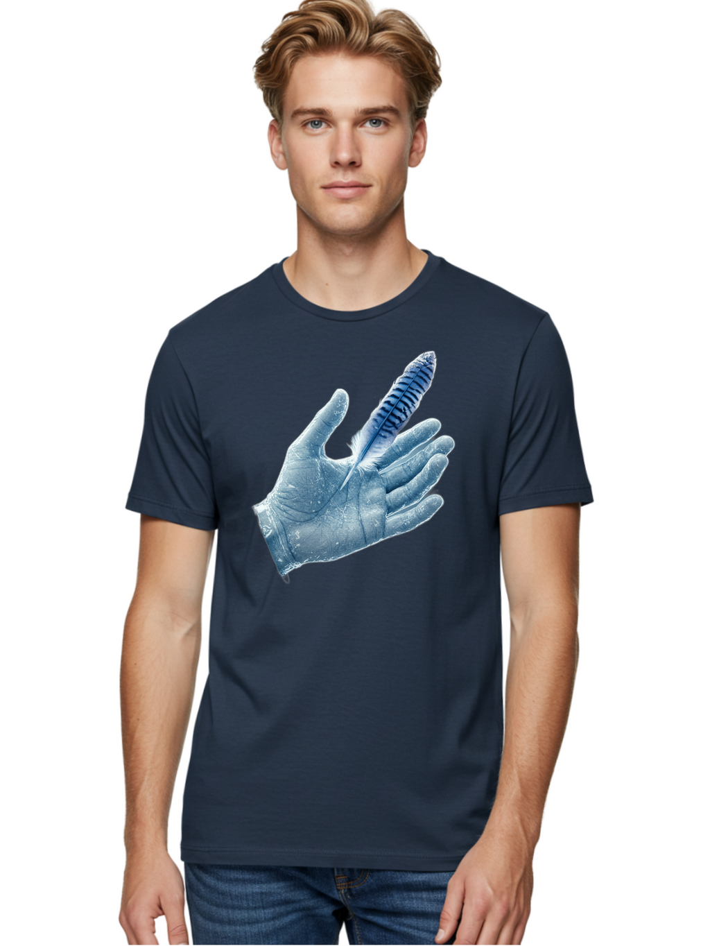 Hand-With-Feather-2 Men'S Graphic Tee, 100% Cotton, Comfortable Casual Summer Wear, Machine Washable, Vintage Camera, Old Camera, Antique Camera, Black Camera, Classic Photography, Photography Equipment, Nostalgic Device, Film Camera, Bao515