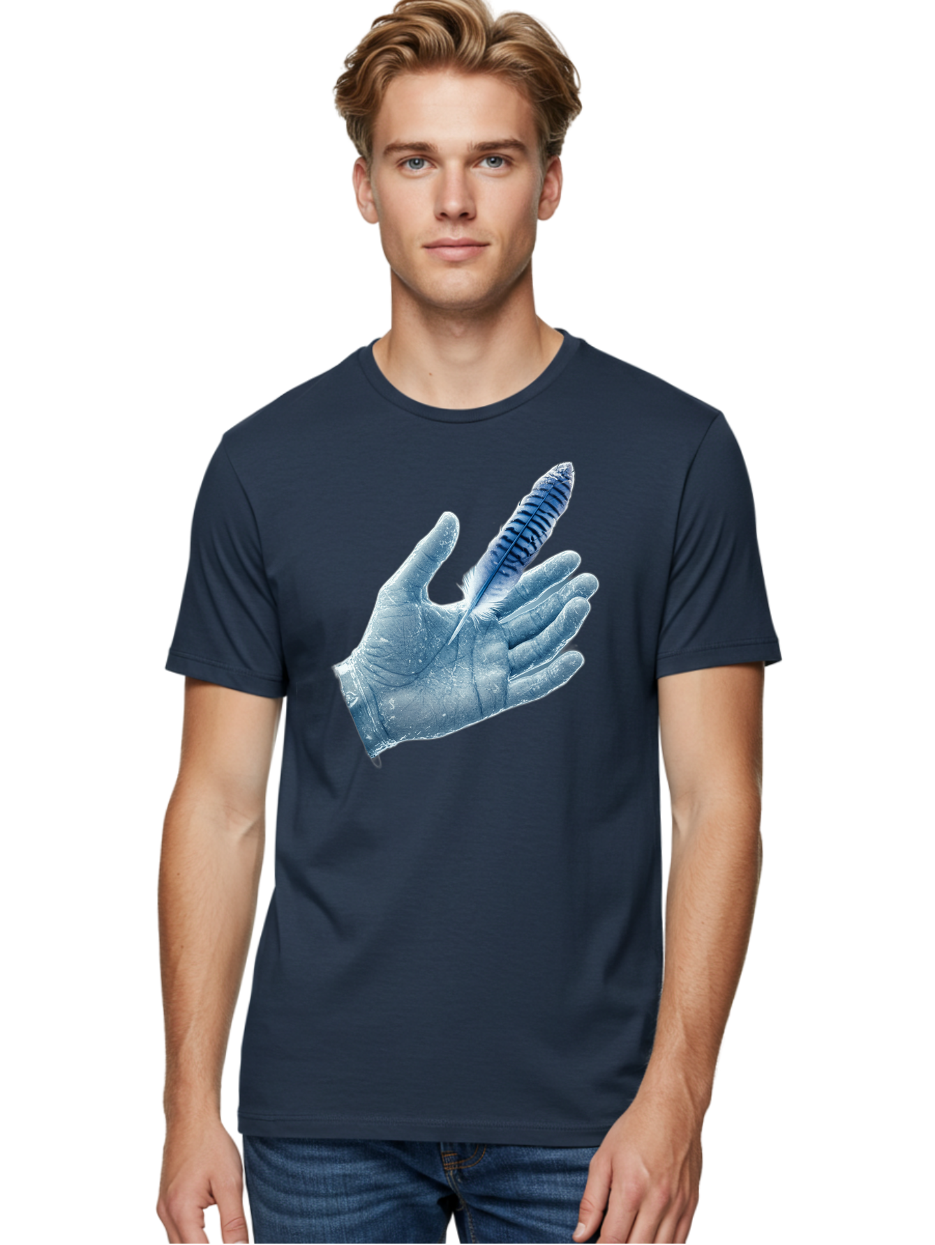 Hand-With-Feather-2 Men'S Graphic Tee, 100% Cotton, Comfortable Casual Summer Wear, Machine Washable, Vintage Camera, Old Camera, Antique Camera, Black Camera, Classic Photography, Photography Equipment, Nostalgic Device, Film Camera, Bao515