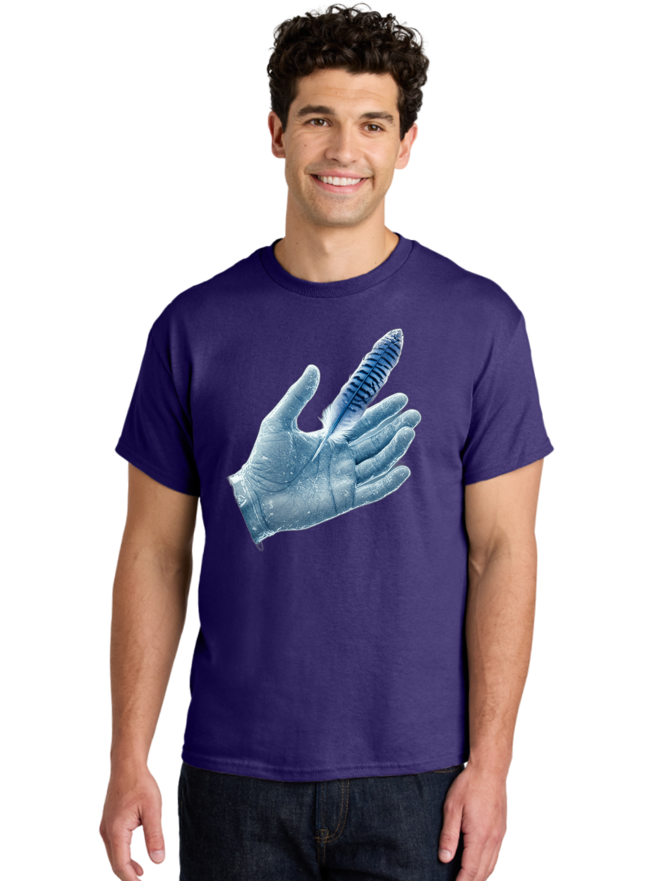 Hand-With-Feather-2 Men'S Graphic Tee, 100% Cotton, Comfortable Casual Summer Wear, Machine Washable, Vintage Camera, Old Camera, Antique Camera, Black Camera, Classic Photography, Photography Equipment, Nostalgic Device, Film Camera, Bao515