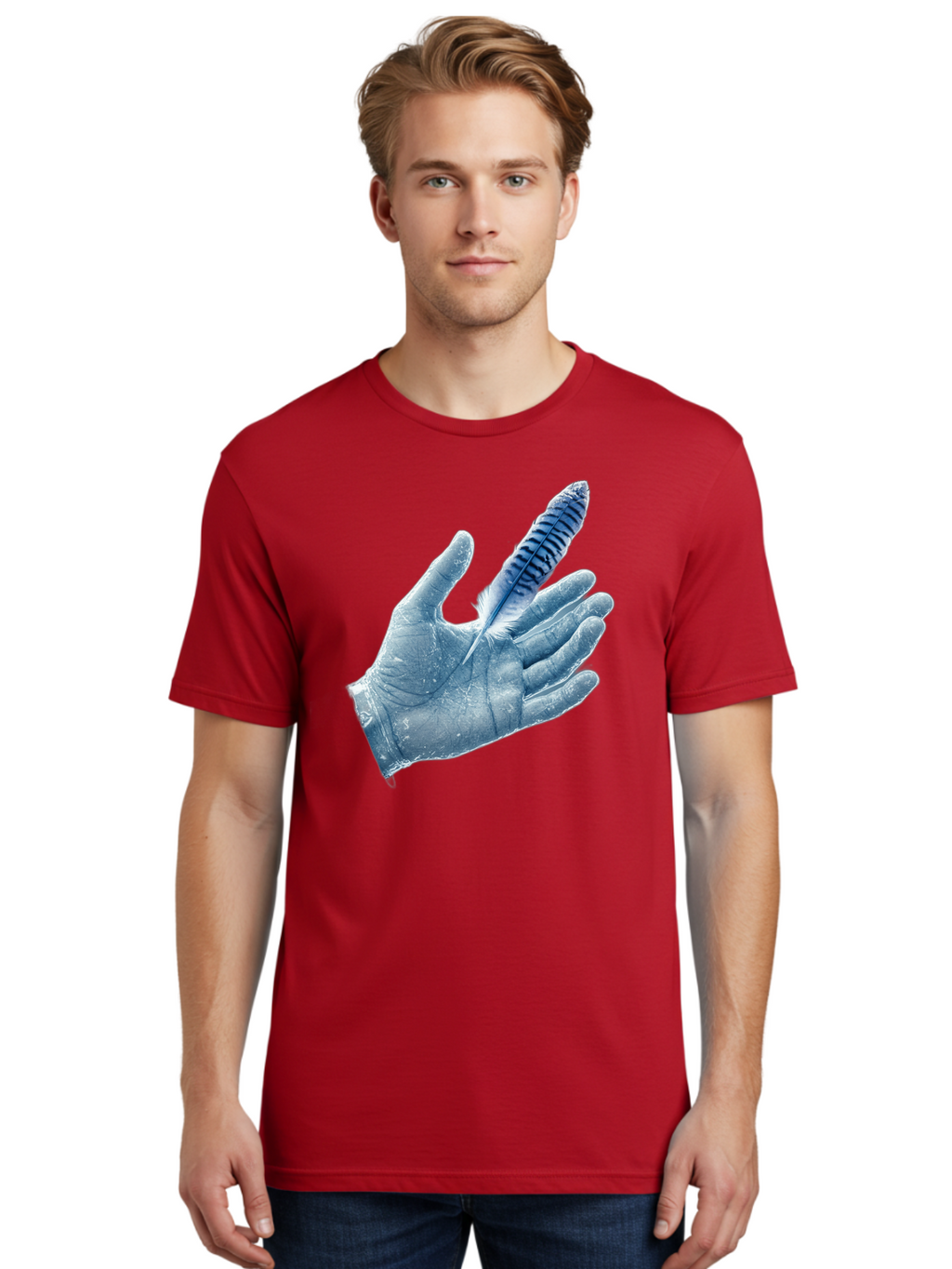 Hand-With-Feather-2 Men'S Graphic Tee, 100% Cotton, Comfortable Casual Summer Wear, Machine Washable, Vintage Camera, Old Camera, Antique Camera, Black Camera, Classic Photography, Photography Equipment, Nostalgic Device, Film Camera, Bao515