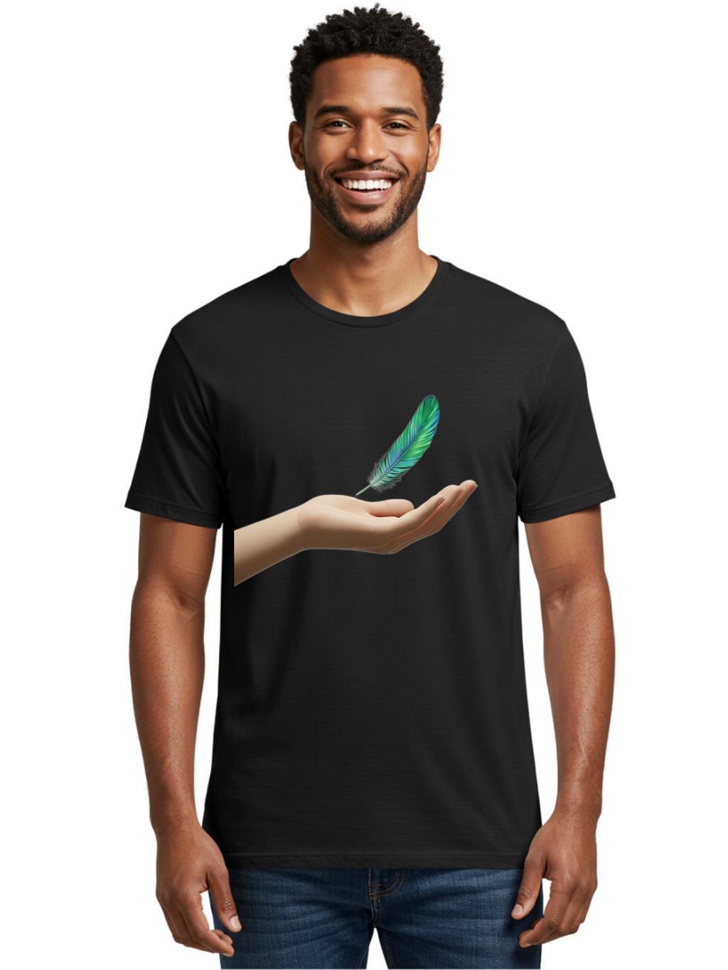 Hand-With-Feather Men'S Graphic Tee, 100% Cotton, Comfortable Casual Summer Wear, Machine Washable, Vintage Camera, Old Camera, Antique Camera, Black Camera, Classic Photography, Photography Equipment, Nostalgic Device, Film Camera, Camera Art Bao516