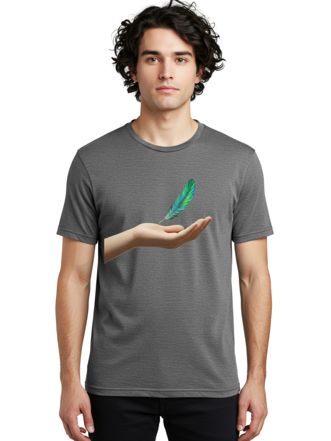 Hand-With-Feather Men'S Graphic Tee, 100% Cotton, Comfortable Casual Summer Wear, Machine Washable, Vintage Camera, Old Camera, Antique Camera, Black Camera, Classic Photography, Photography Equipment, Nostalgic Device, Film Camera, Camera Art Bao516