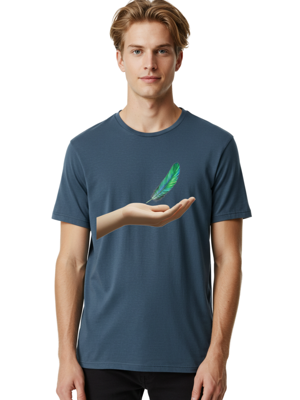 Hand-With-Feather Men'S Graphic Tee, 100% Cotton, Comfortable Casual Summer Wear, Machine Washable, Vintage Camera, Old Camera, Antique Camera, Black Camera, Classic Photography, Photography Equipment, Nostalgic Device, Film Camera, Camera Art Bao516