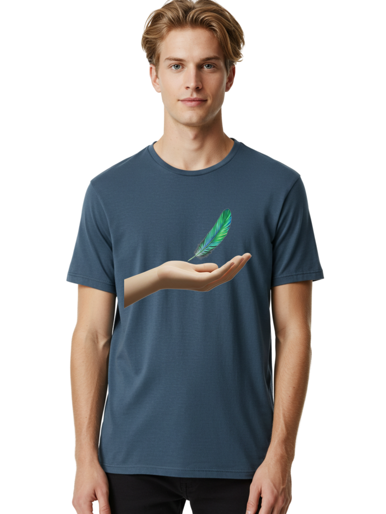 Hand-With-Feather Men'S Graphic Tee, 100% Cotton, Comfortable Casual Summer Wear, Machine Washable, Vintage Camera, Old Camera, Antique Camera, Black Camera, Classic Photography, Photography Equipment, Nostalgic Device, Film Camera, Camera Art Bao516