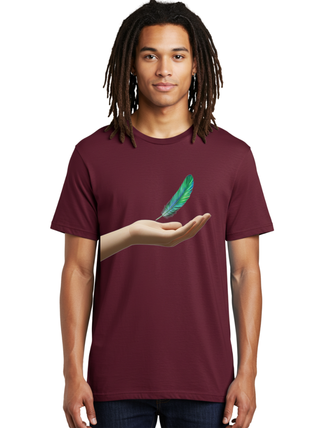 Hand-With-Feather Men'S Graphic Tee, 100% Cotton, Comfortable Casual Summer Wear, Machine Washable, Vintage Camera, Old Camera, Antique Camera, Black Camera, Classic Photography, Photography Equipment, Nostalgic Device, Film Camera, Camera Art Bao516
