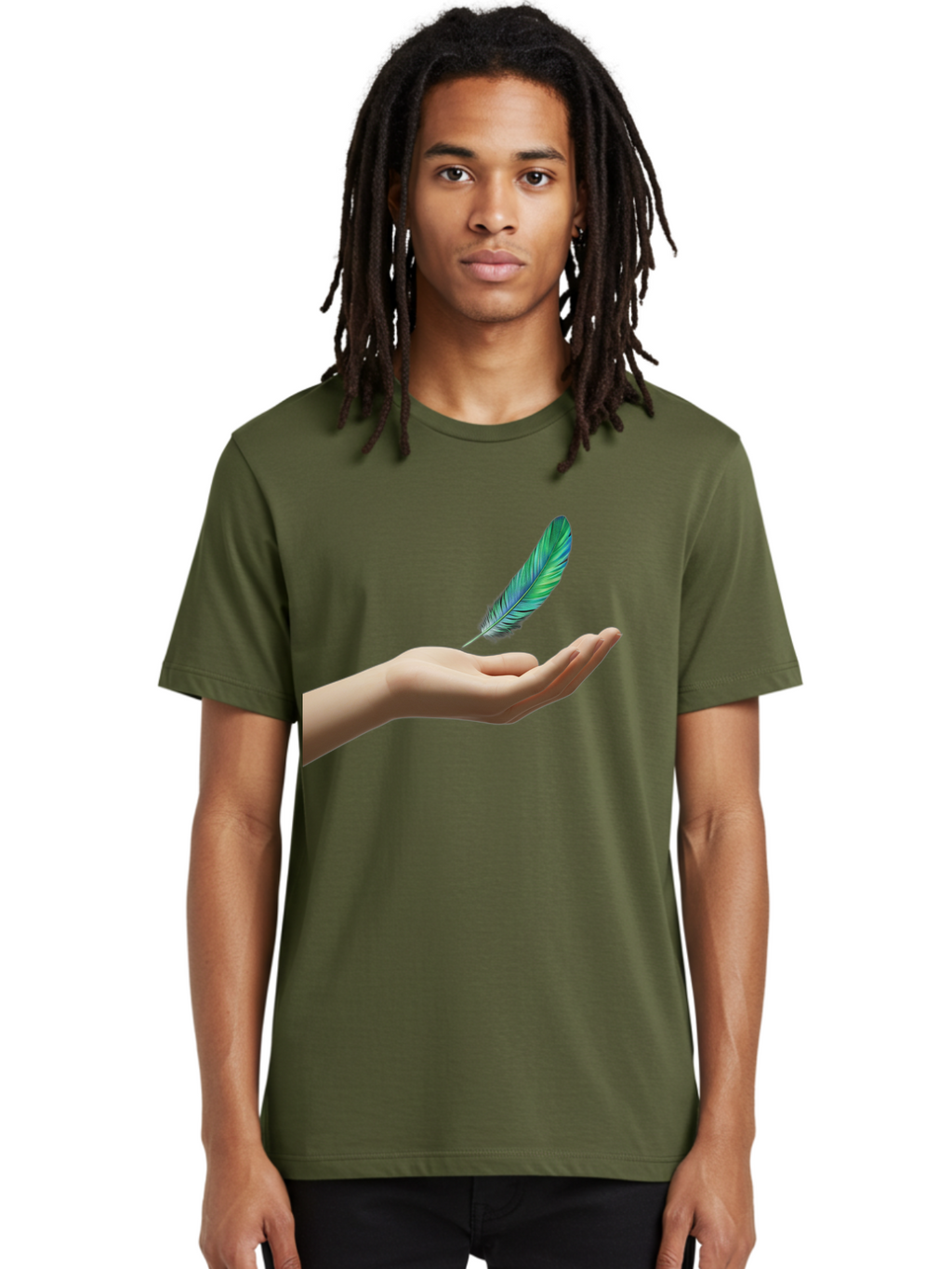 Hand-With-Feather Men'S Graphic Tee, 100% Cotton, Comfortable Casual Summer Wear, Machine Washable, Vintage Camera, Old Camera, Antique Camera, Black Camera, Classic Photography, Photography Equipment, Nostalgic Device, Film Camera, Camera Art Bao516