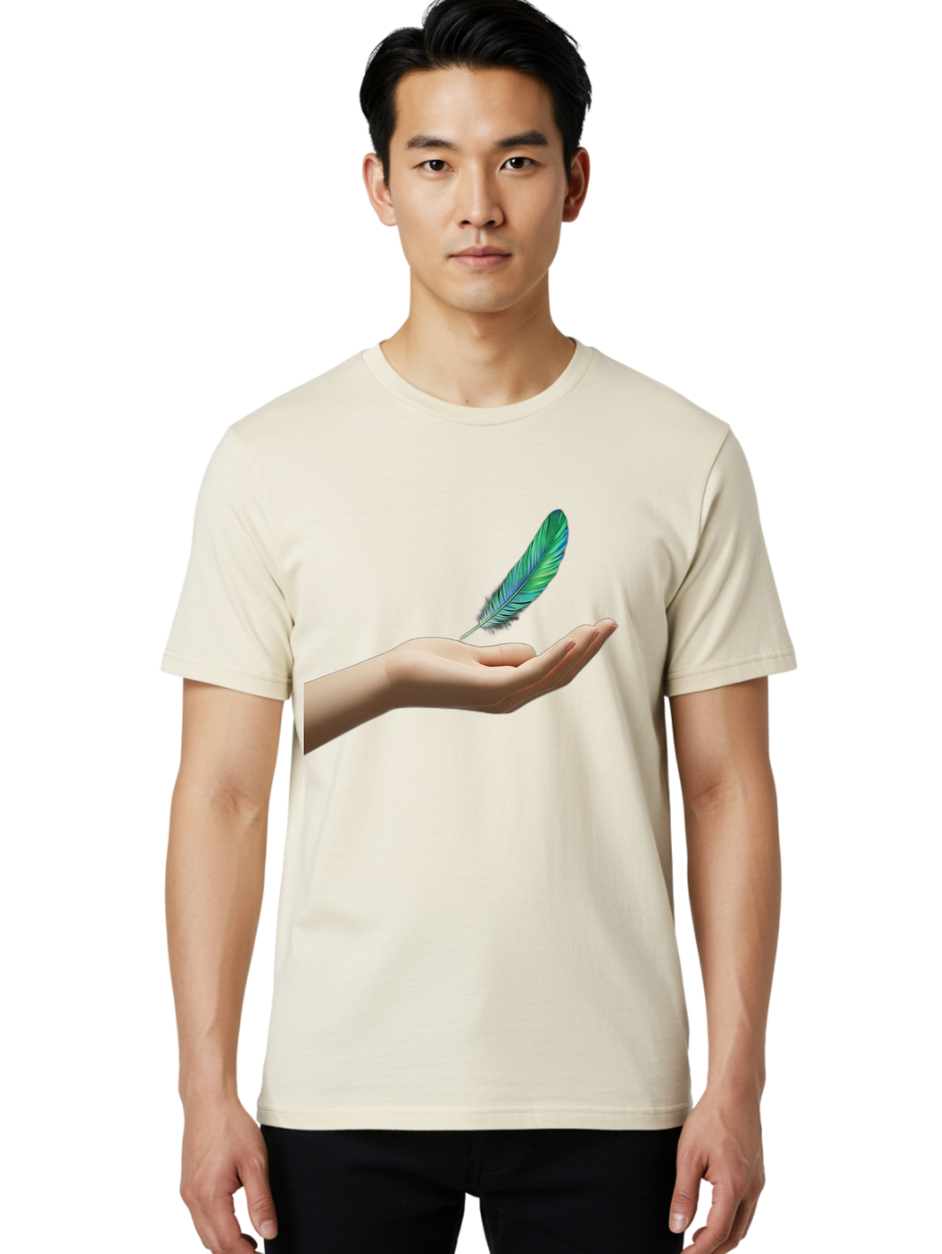 Hand-With-Feather Men'S Graphic Tee, 100% Cotton, Comfortable Casual Summer Wear, Machine Washable, Vintage Camera, Old Camera, Antique Camera, Black Camera, Classic Photography, Photography Equipment, Nostalgic Device, Film Camera, Camera Art Bao516