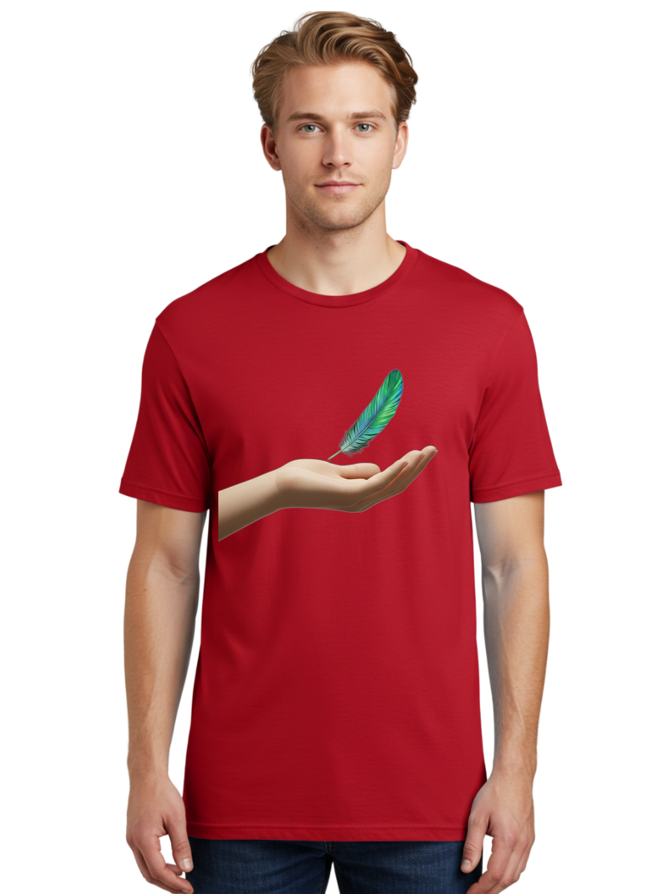 Hand-With-Feather Men'S Graphic Tee, 100% Cotton, Comfortable Casual Summer Wear, Machine Washable, Vintage Camera, Old Camera, Antique Camera, Black Camera, Classic Photography, Photography Equipment, Nostalgic Device, Film Camera, Camera Art Bao516