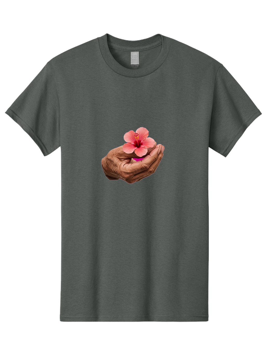 Hands-Holding-Pink-Hibiscus Men'S Graphic Tee, 100% Cotton, Comfortable Casual Summer Wear, Machine Washable, Vintage Camera, Old Camera, Antique Camera, Black Camera, Classic Photography, Photography Equipment, Nostalgic Device, Film Camera, Bao517