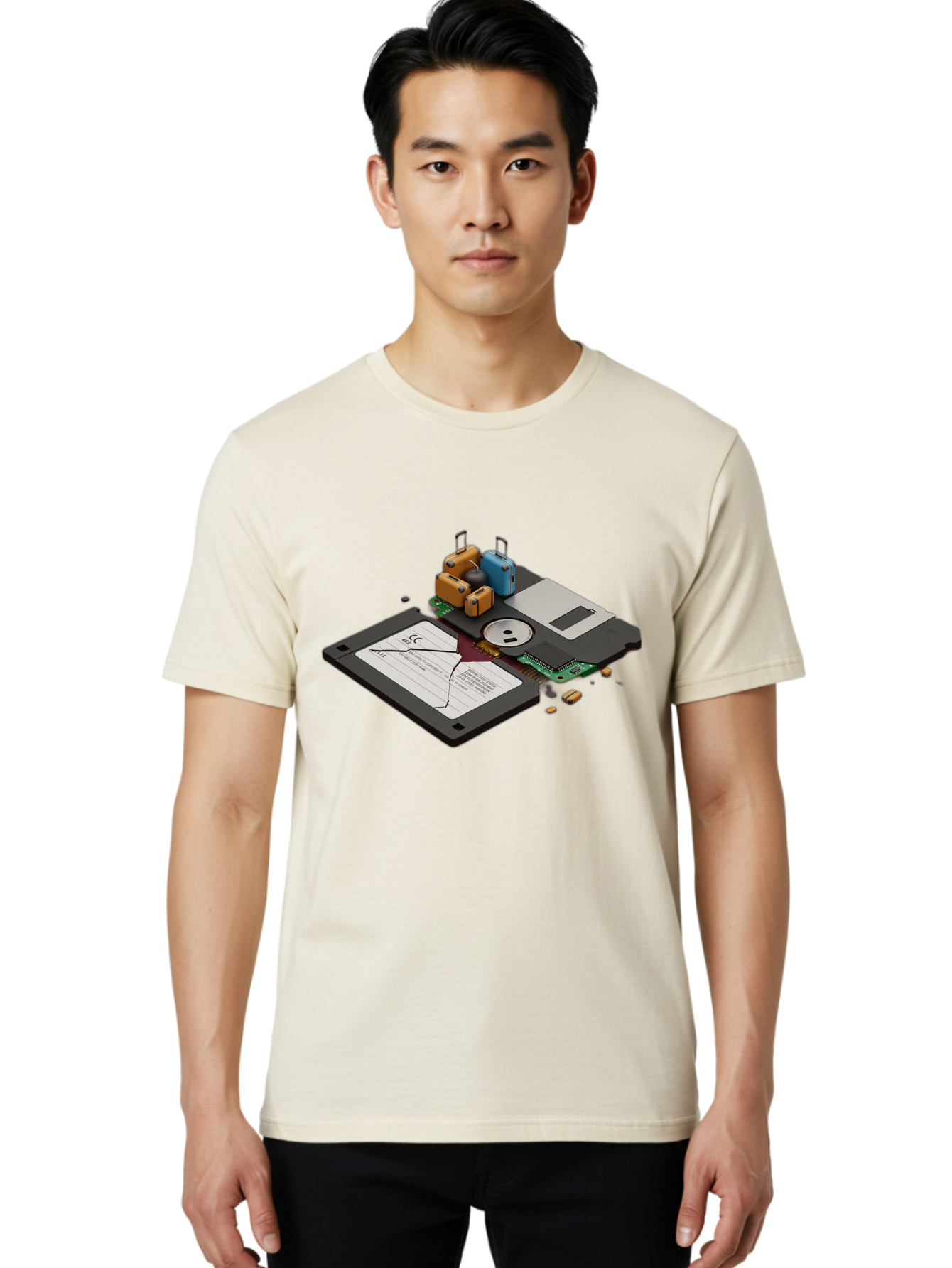 Hard-Drive-Luggage Men'S Graphic Tee, 100% Cotton, Comfortable Casual Summer Wear, Machine Washable, Vintage Camera, Old Camera, Antique Camera, Black Camera, Classic Photography, Photography Equipment, Nostalgic Device, Film Camera, Bao518