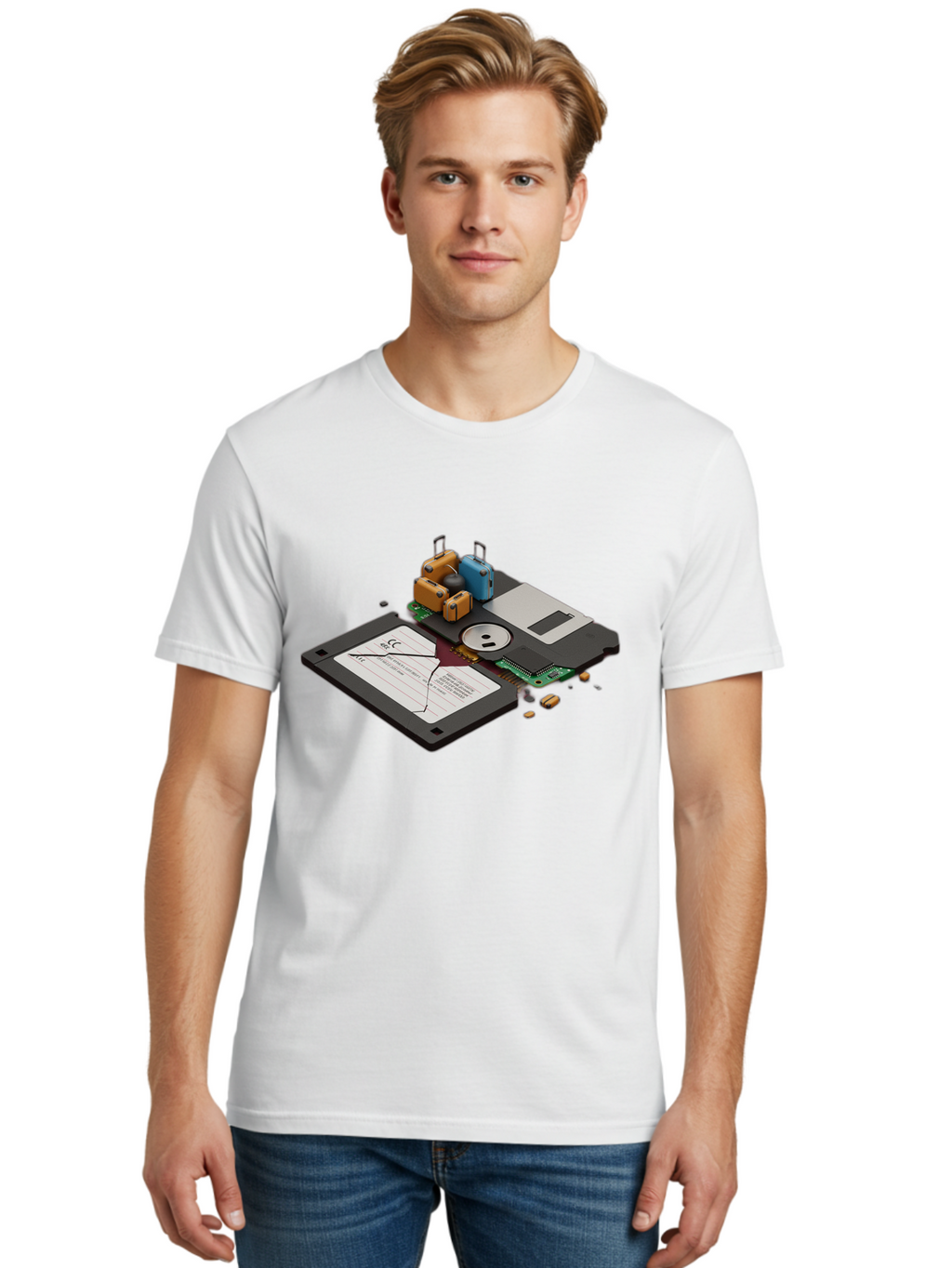 Hard-Drive-Luggage Men'S Graphic Tee, 100% Cotton, Comfortable Casual Summer Wear, Machine Washable, Vintage Camera, Old Camera, Antique Camera, Black Camera, Classic Photography, Photography Equipment, Nostalgic Device, Film Camera, Bao518