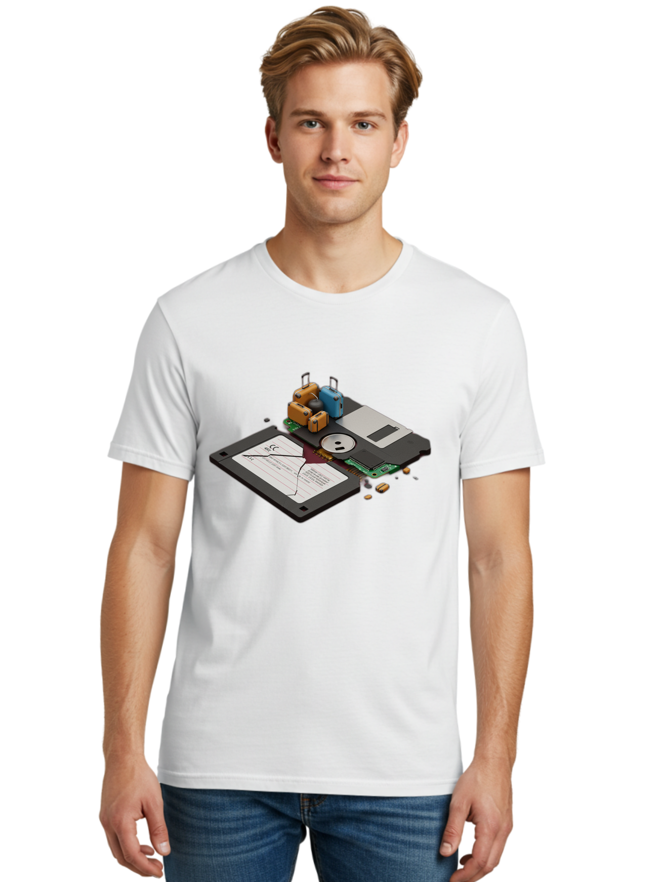 Hard-Drive-Luggage Men'S Graphic Tee, 100% Cotton, Comfortable Casual Summer Wear, Machine Washable, Vintage Camera, Old Camera, Antique Camera, Black Camera, Classic Photography, Photography Equipment, Nostalgic Device, Film Camera, Bao518