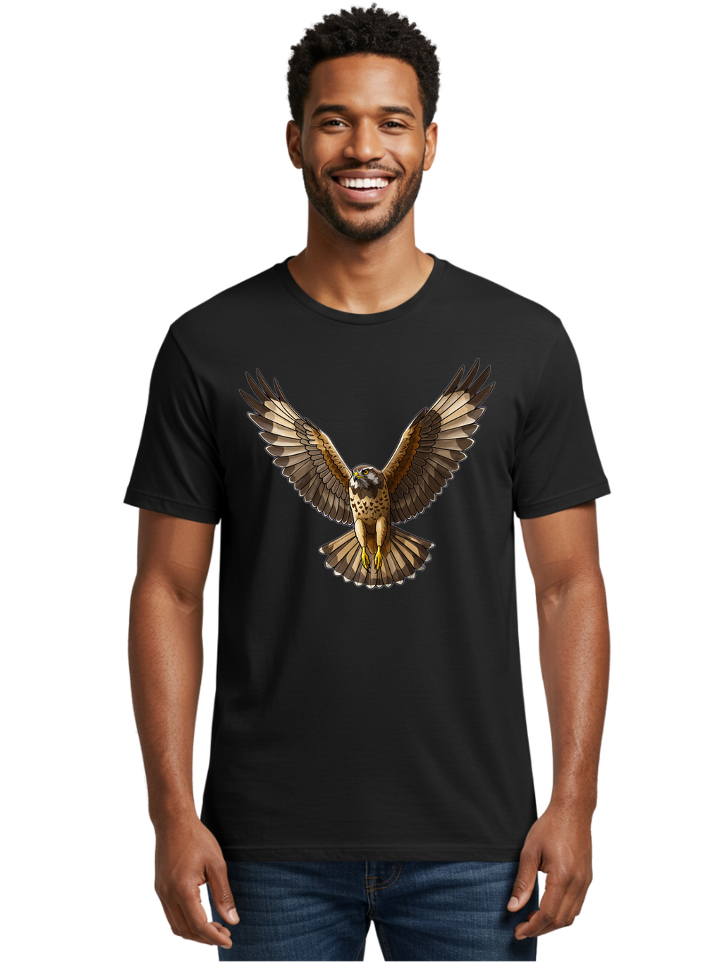 Hawk-In-Flight-1 Men'S Graphic Tee, 100% Cotton, Comfortable Casual Summer Wear, Machine Washable, Vintage Camera, Old Camera, Antique Camera, Black Camera, Classic Photography, Photography Equipment, Nostalgic Device, Film Camera, Camera Art Bao520