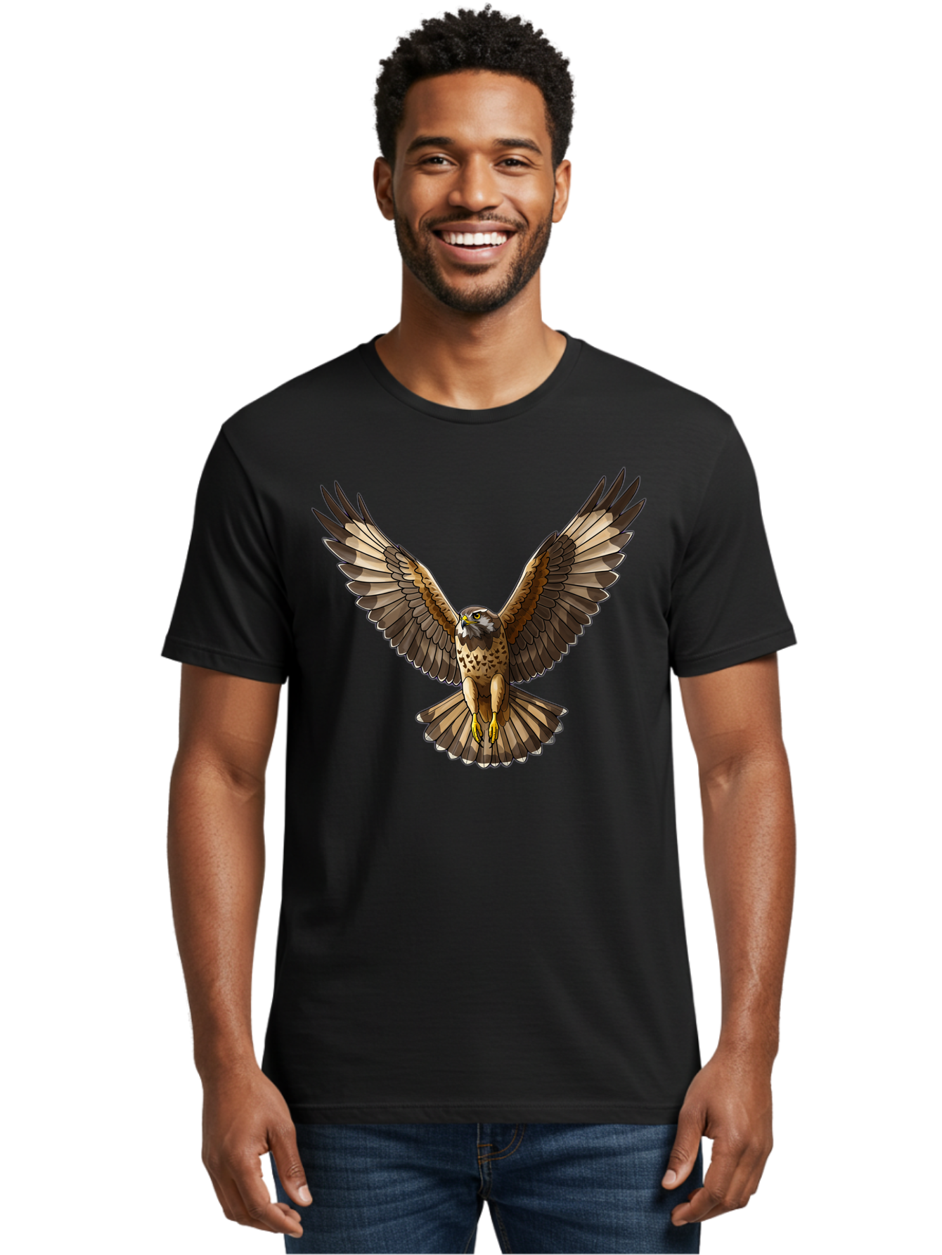 Hawk-In-Flight-1 Men'S Graphic Tee, 100% Cotton, Comfortable Casual Summer Wear, Machine Washable, Vintage Camera, Old Camera, Antique Camera, Black Camera, Classic Photography, Photography Equipment, Nostalgic Device, Film Camera, Camera Art Bao520