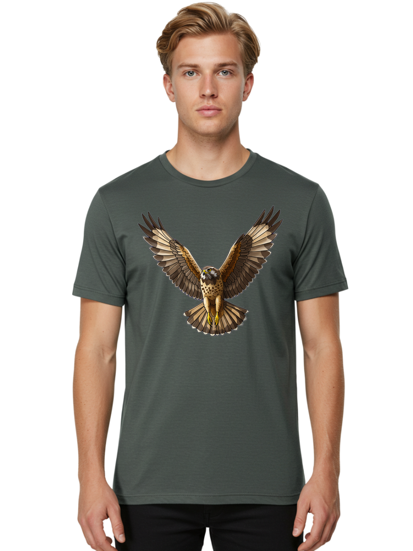 Hawk-In-Flight-1 Men'S Graphic Tee, 100% Cotton, Comfortable Casual Summer Wear, Machine Washable, Vintage Camera, Old Camera, Antique Camera, Black Camera, Classic Photography, Photography Equipment, Nostalgic Device, Film Camera, Camera Art Bao520