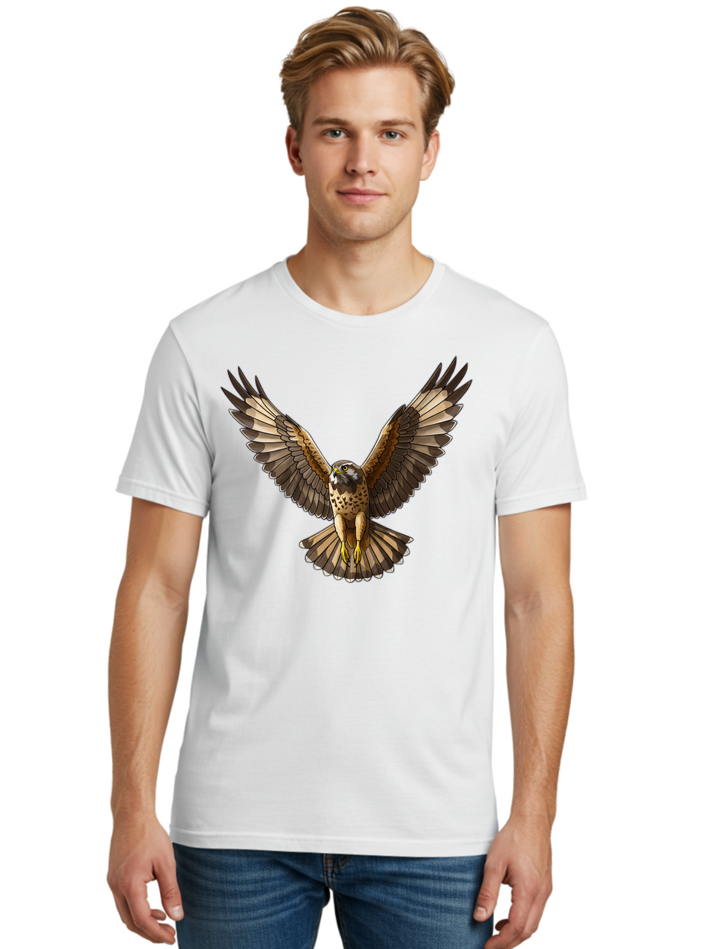 Hawk-In-Flight-1 Men'S Graphic Tee, 100% Cotton, Comfortable Casual Summer Wear, Machine Washable, Vintage Camera, Old Camera, Antique Camera, Black Camera, Classic Photography, Photography Equipment, Nostalgic Device, Film Camera, Camera Art Bao520