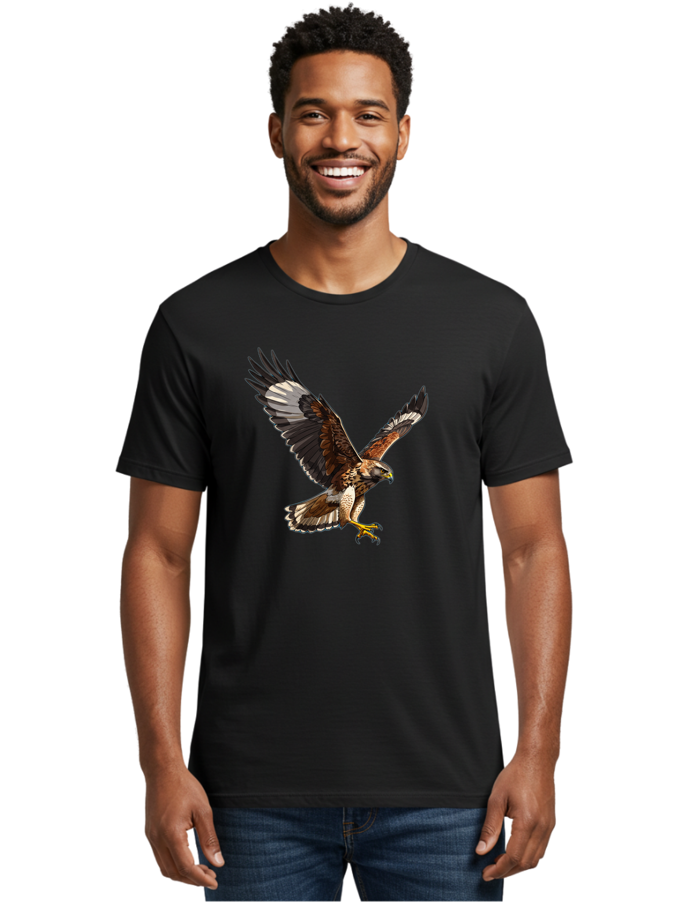 Hawk-In-Flight-2 Men'S Graphic Tee, 100% Cotton, Comfortable Casual Summer Wear, Machine Washable, Vintage Camera, Old Camera, Antique Camera, Black Camera, Classic Photography, Photography Equipment, Nostalgic Device, Film Camera, Camera Art Bao521