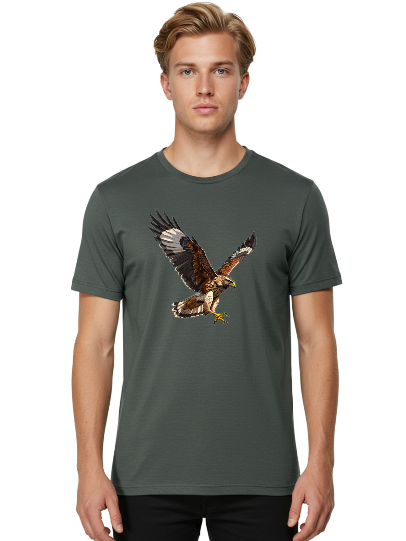 Hawk-In-Flight-2 Men'S Graphic Tee, 100% Cotton, Comfortable Casual Summer Wear, Machine Washable, Vintage Camera, Old Camera, Antique Camera, Black Camera, Classic Photography, Photography Equipment, Nostalgic Device, Film Camera, Camera Art Bao521