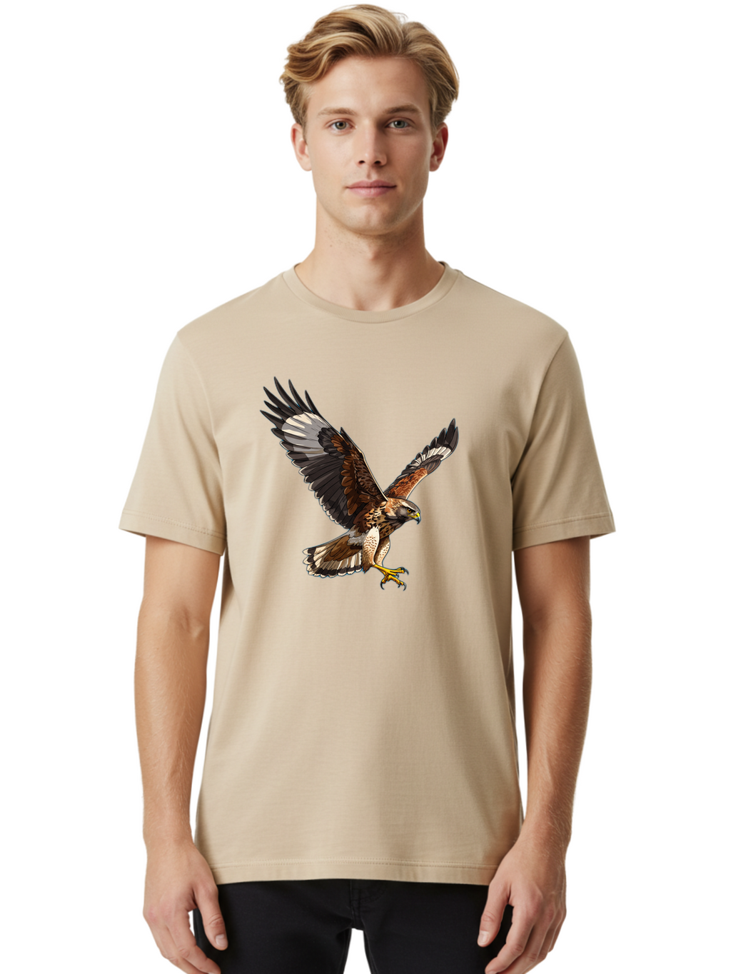 Hawk-In-Flight-2 Men'S Graphic Tee, 100% Cotton, Comfortable Casual Summer Wear, Machine Washable, Vintage Camera, Old Camera, Antique Camera, Black Camera, Classic Photography, Photography Equipment, Nostalgic Device, Film Camera, Camera Art Bao521