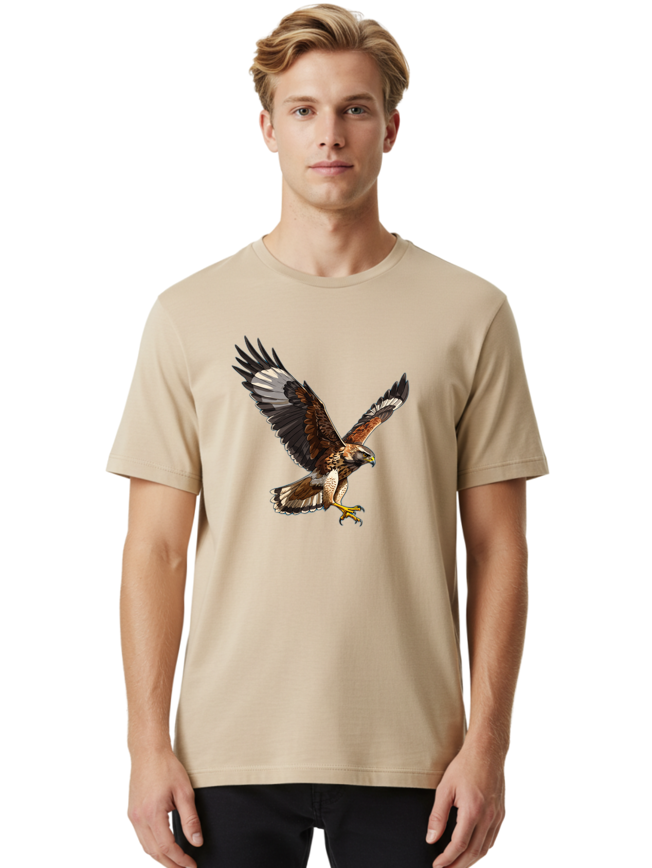 Hawk-In-Flight-2 Men'S Graphic Tee, 100% Cotton, Comfortable Casual Summer Wear, Machine Washable, Vintage Camera, Old Camera, Antique Camera, Black Camera, Classic Photography, Photography Equipment, Nostalgic Device, Film Camera, Camera Art Bao521